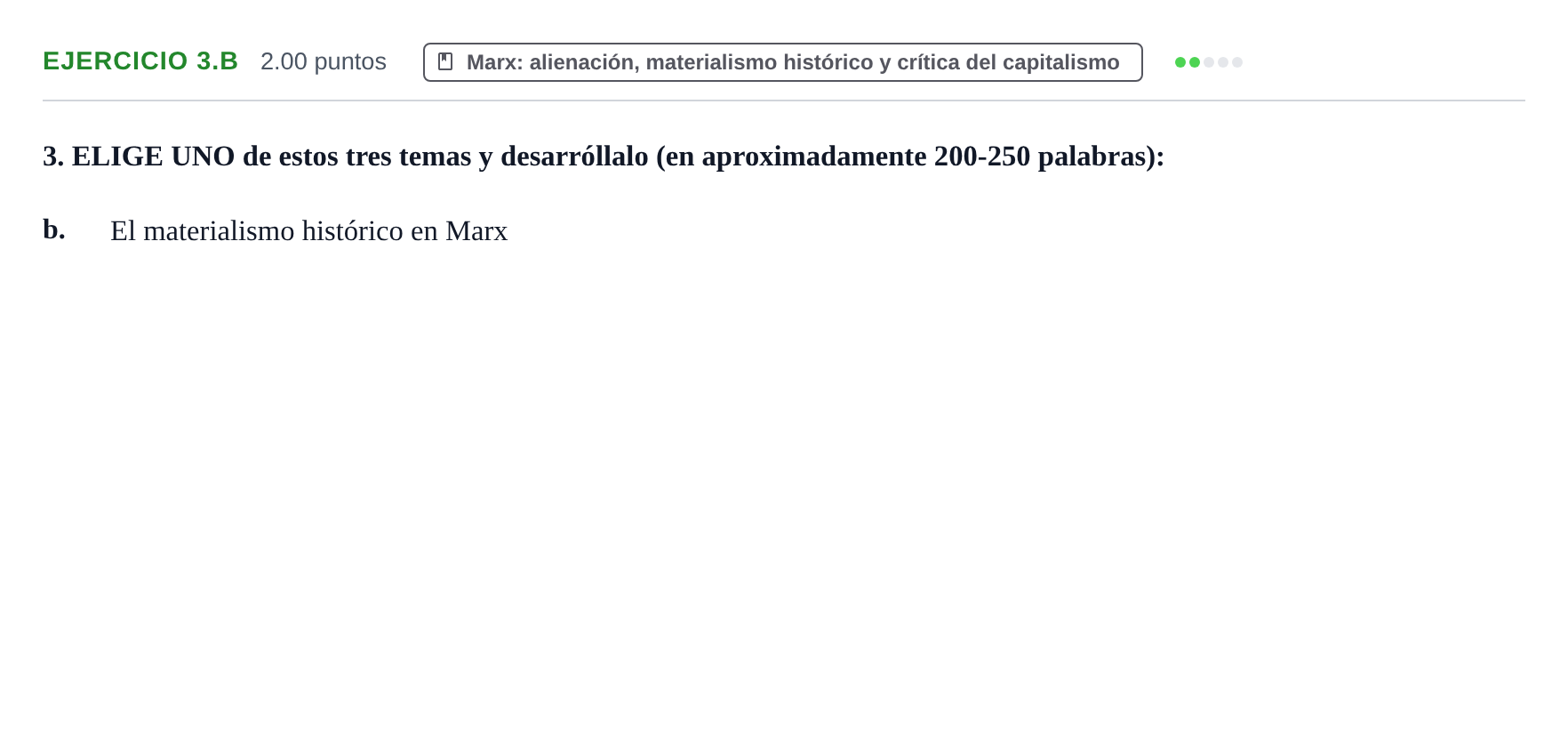 Enunciado: Ejercicio 3.b · Historia de la Filosofía PAU Navarra Extraordinaria 2026