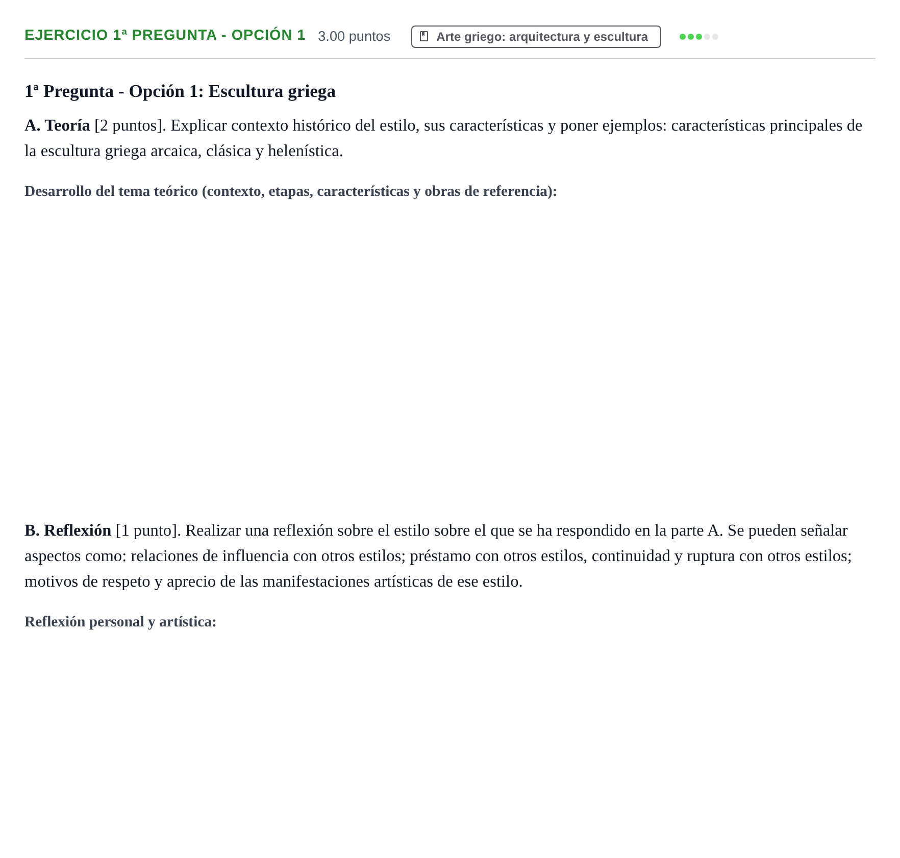Enunciado: Ejercicio 1ª Pregunta - Opción 1 · Historia del Arte PAU Navarra Extraordinaria 2026