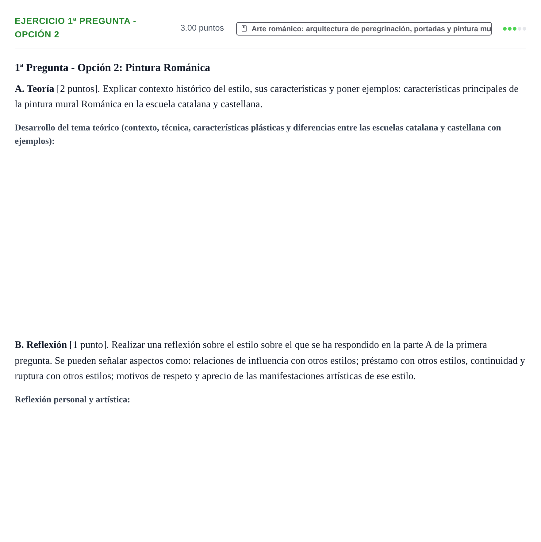Enunciado: Ejercicio 1ª Pregunta - Opción 2 · Historia del Arte PAU Navarra Extraordinaria 2026