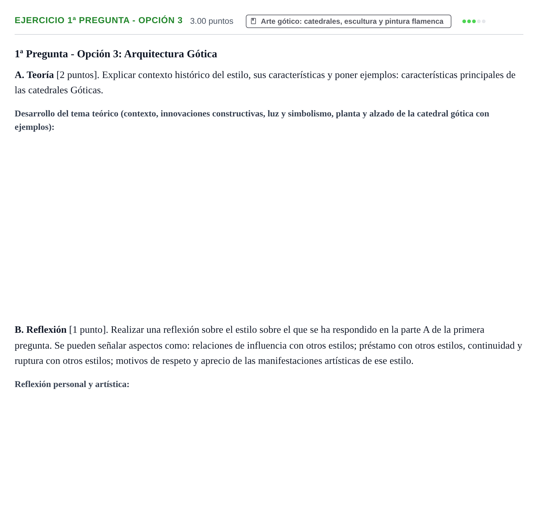 Enunciado: Ejercicio 1ª Pregunta - Opción 3 · Historia del Arte PAU Navarra Extraordinaria 2026