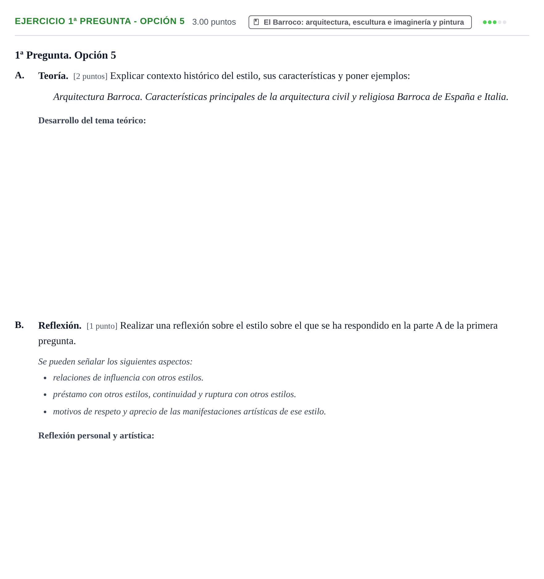 Enunciado: Ejercicio 1ª Pregunta - Opción 5 · Historia del Arte PAU Navarra Extraordinaria 2026