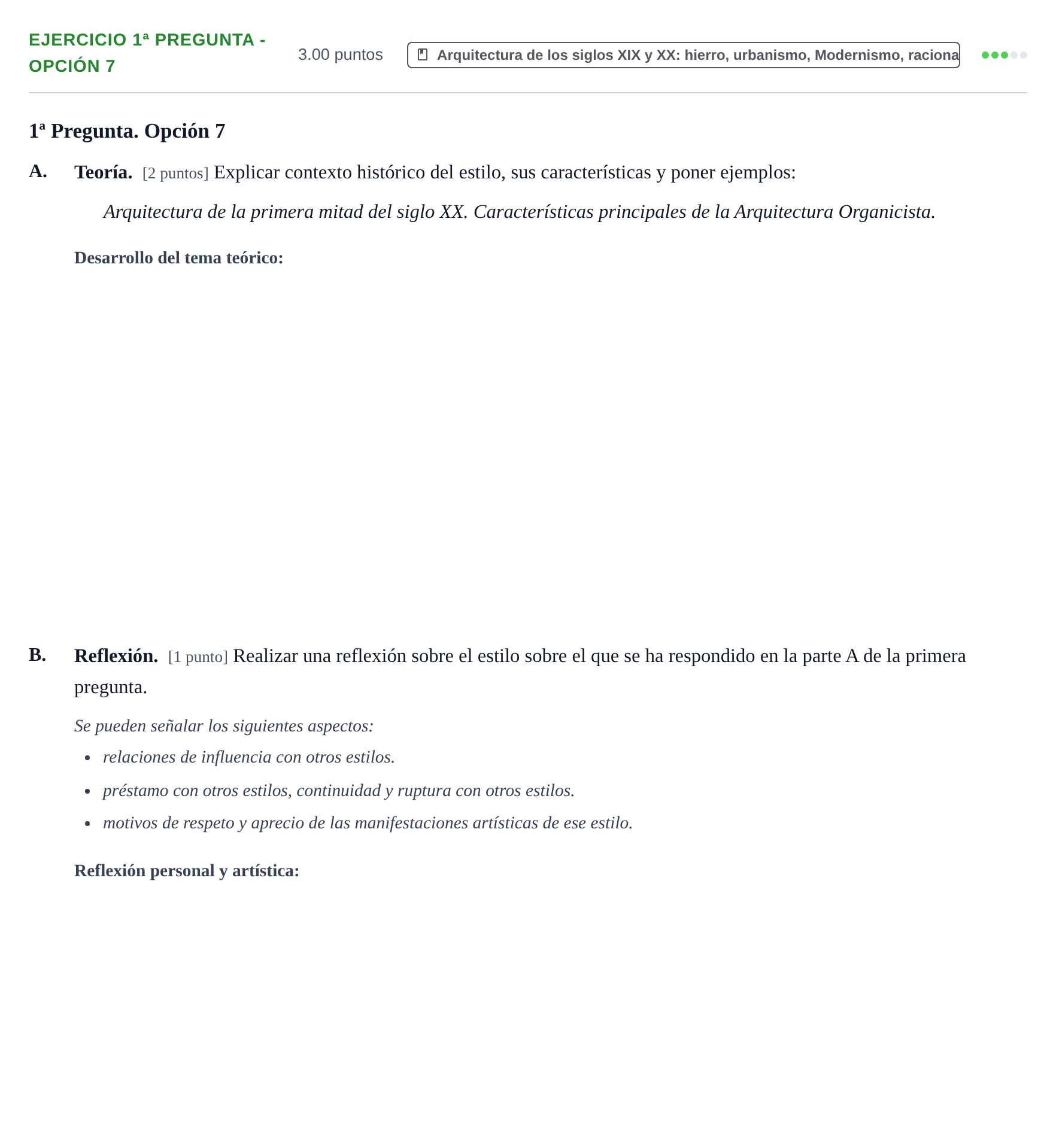 Enunciado: Ejercicio 1ª Pregunta - Opción 7 · Historia del Arte PAU Navarra Extraordinaria 2026