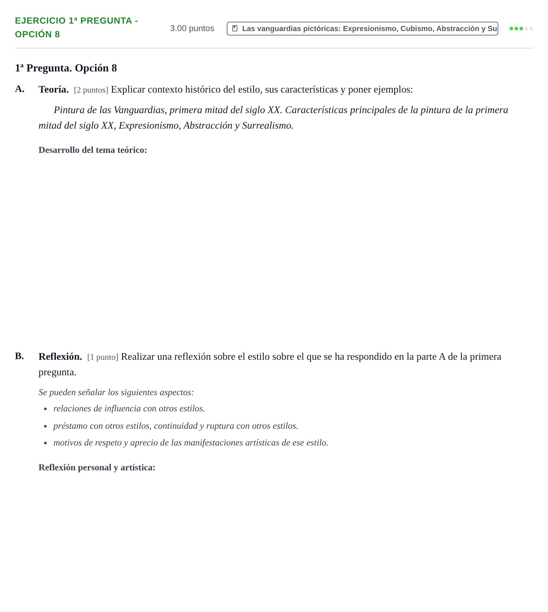Enunciado: Ejercicio 1ª Pregunta - Opción 8 · Historia del Arte PAU Navarra Extraordinaria 2026