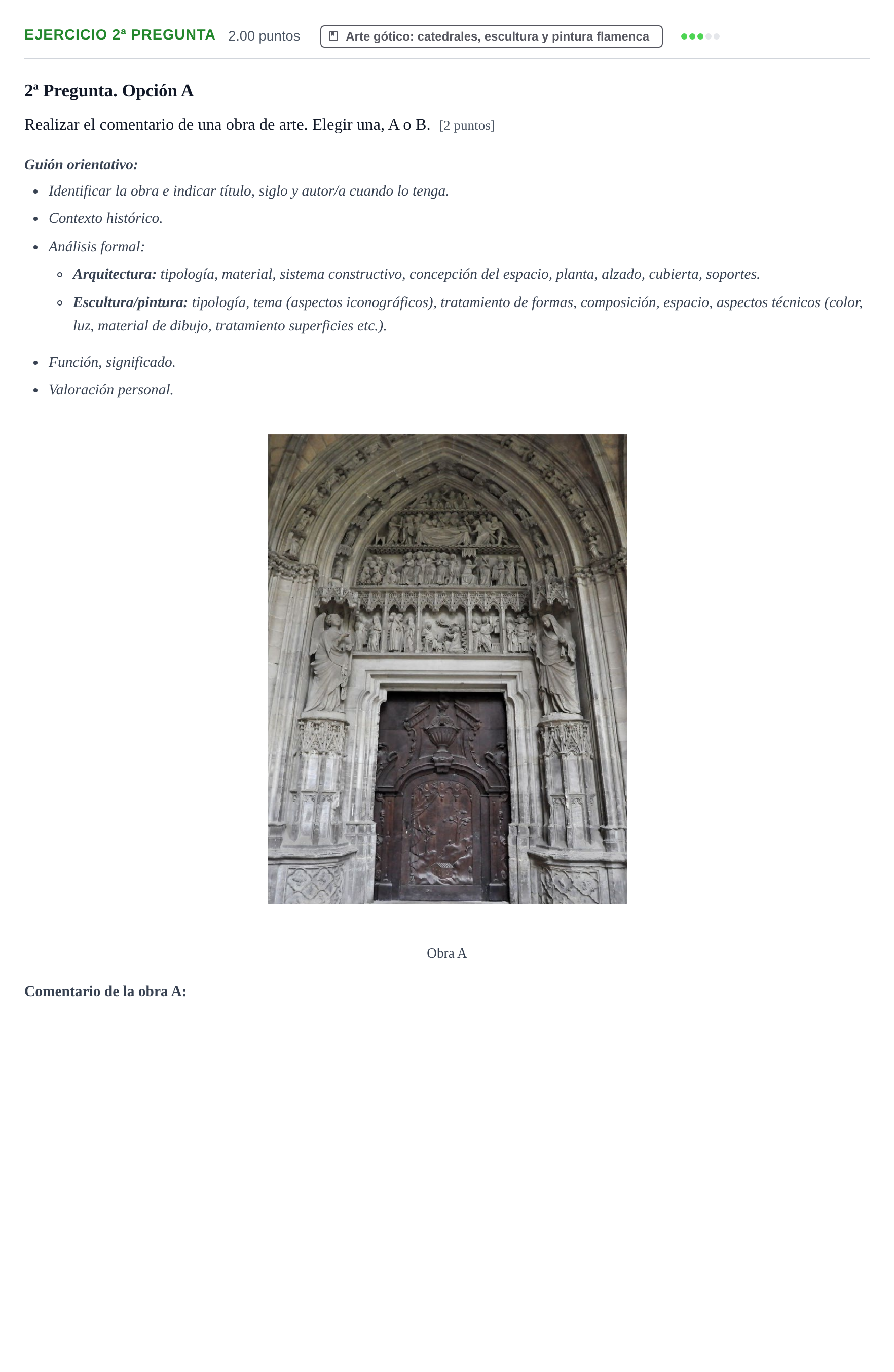 Enunciado: Ejercicio 2ª Pregunta - A · Historia del Arte PAU Navarra Extraordinaria 2026