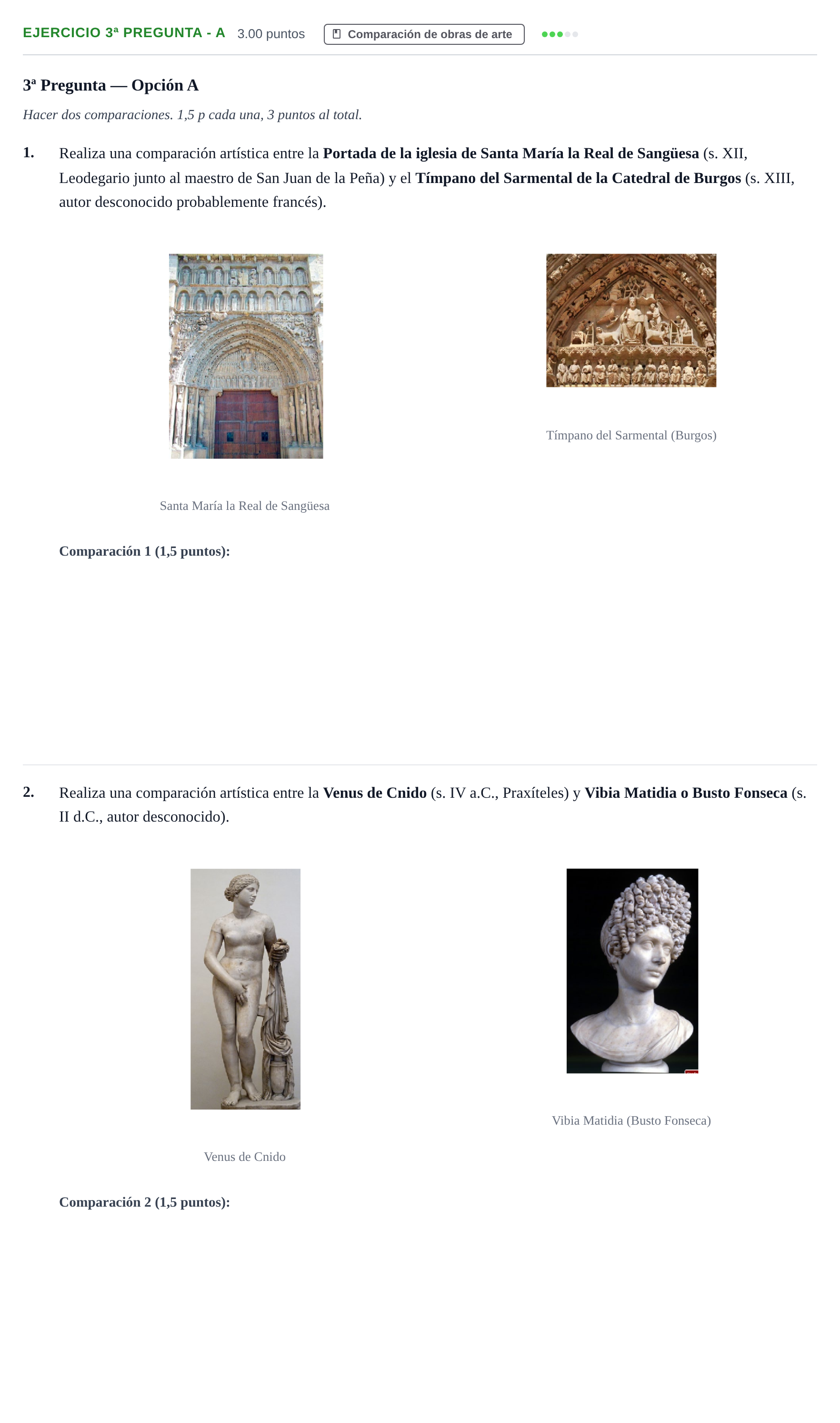 Enunciado: Ejercicio 3ª Pregunta - A · Historia del Arte PAU Navarra Extraordinaria 2026
