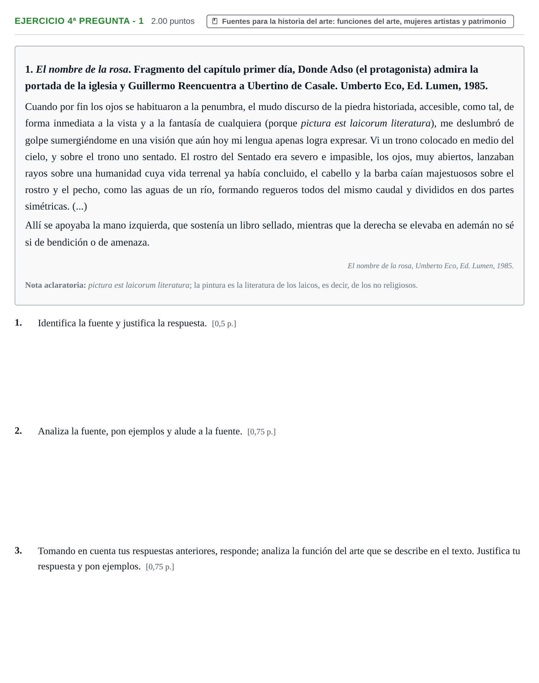 Enunciado: Ejercicio 4ª Pregunta - 1 · Historia del Arte PAU Navarra Extraordinaria 2026