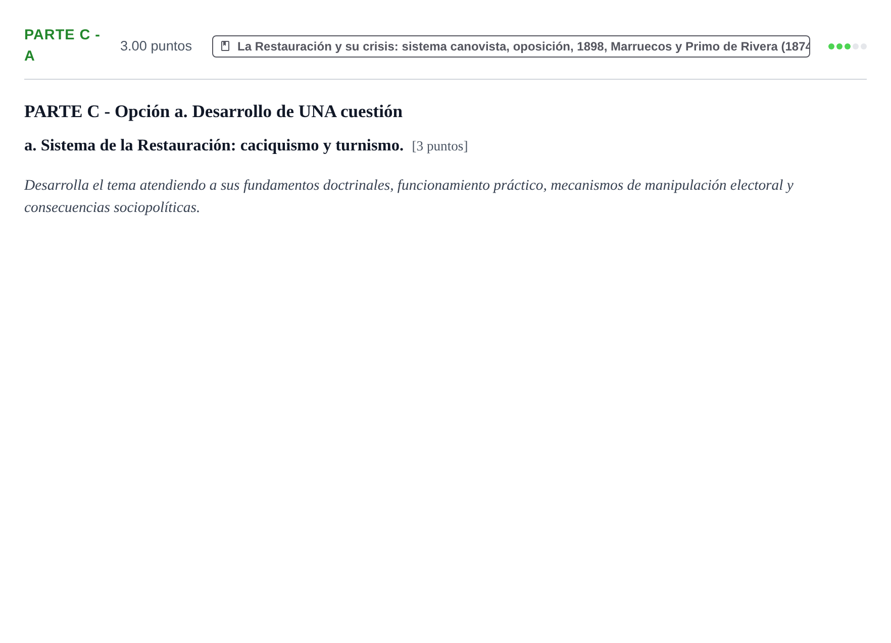 Enunciado: Ejercicio Parte C - a · Historia de España PAU Navarra Extraordinaria 2026