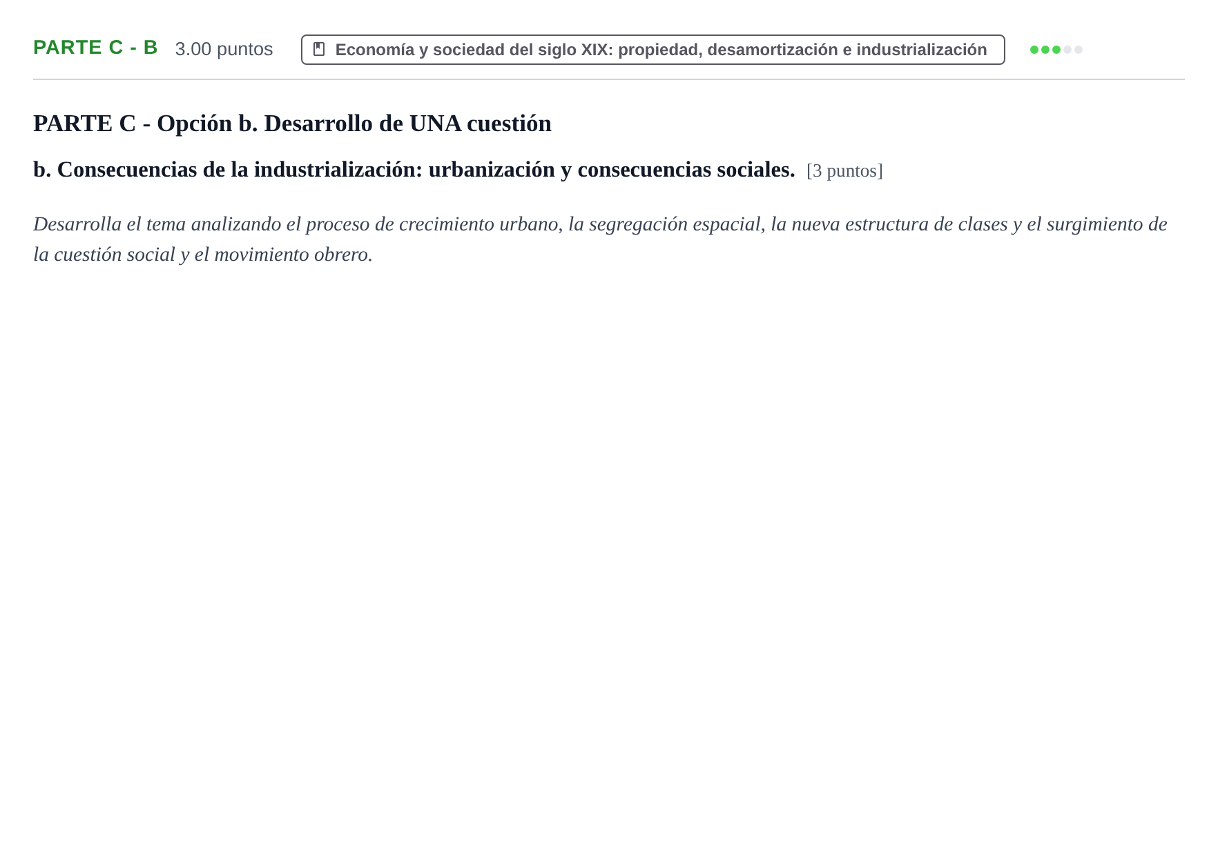 Enunciado: Ejercicio Parte C - b · Historia de España PAU Navarra Extraordinaria 2026
