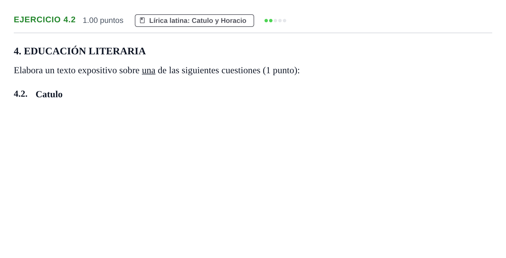 Enunciado: Ejercicio 4.2 · Latín II PAU Navarra Extraordinaria 2026