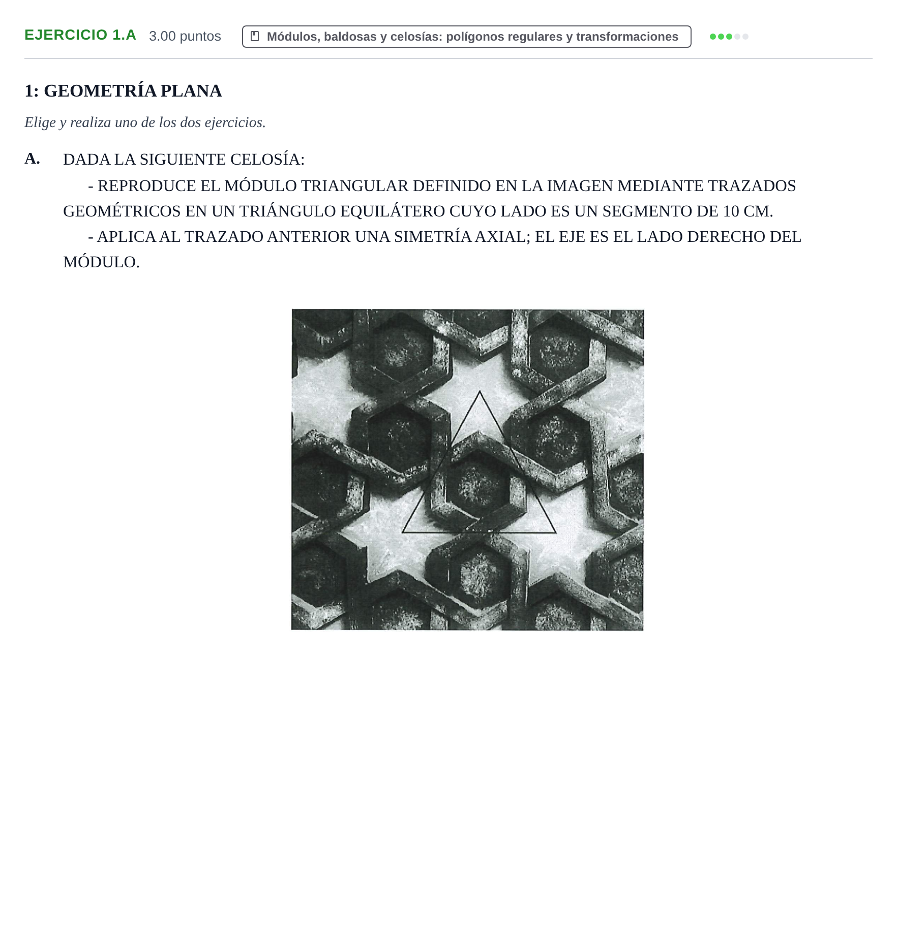 Enunciado: Ejercicio 1.A · Dibujo Técnico Aplicado a las Artes Plásticas y al Diseño PAU Navarra Ordinaria 2026