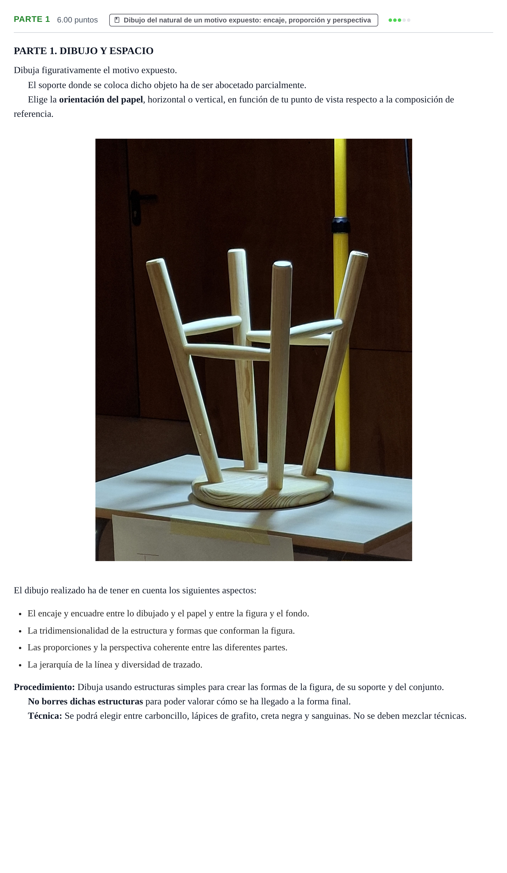 Enunciado: Ejercicio Parte 1 · Dibujo Artístico II PAU Navarra Ordinaria 2026