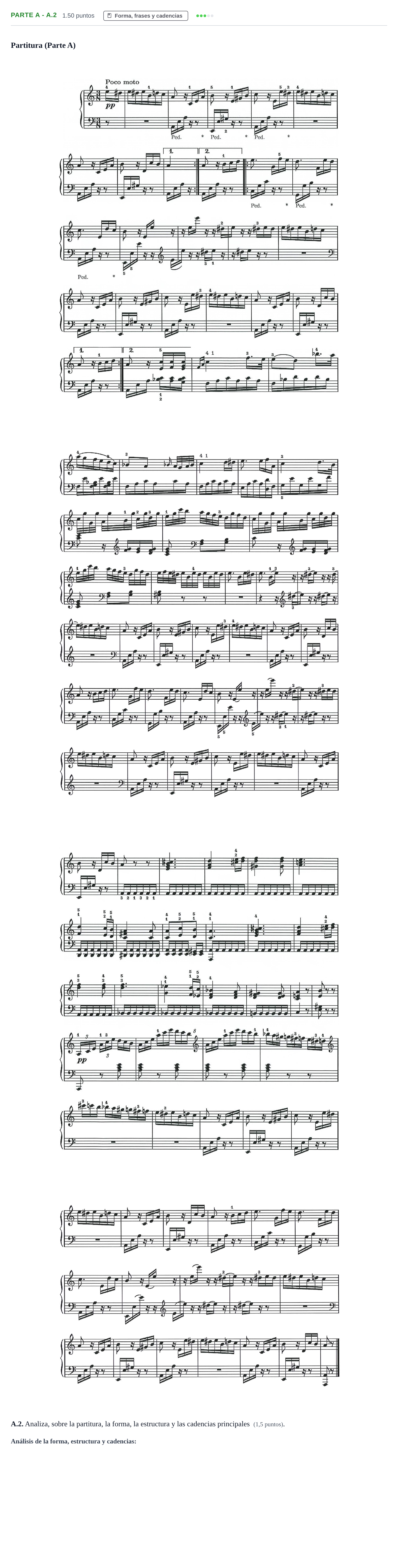 Enunciado: Ejercicio Parte A - A.2 · Análisis Musical II PAU Navarra Ordinaria 2026