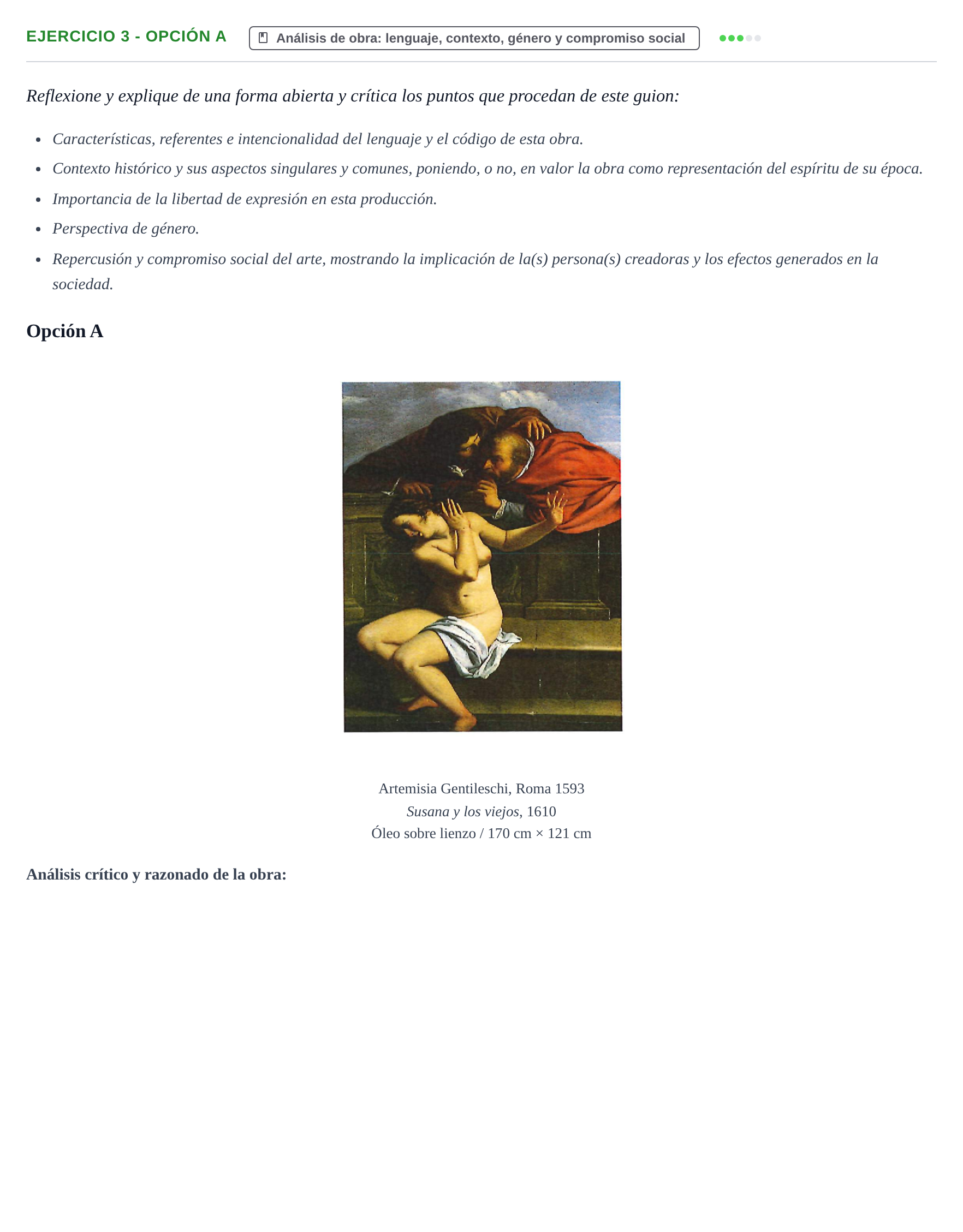 Enunciado: Ejercicio 3 - Opción A · Movimientos Culturales y Artísticos PAU Navarra Ordinaria 2026