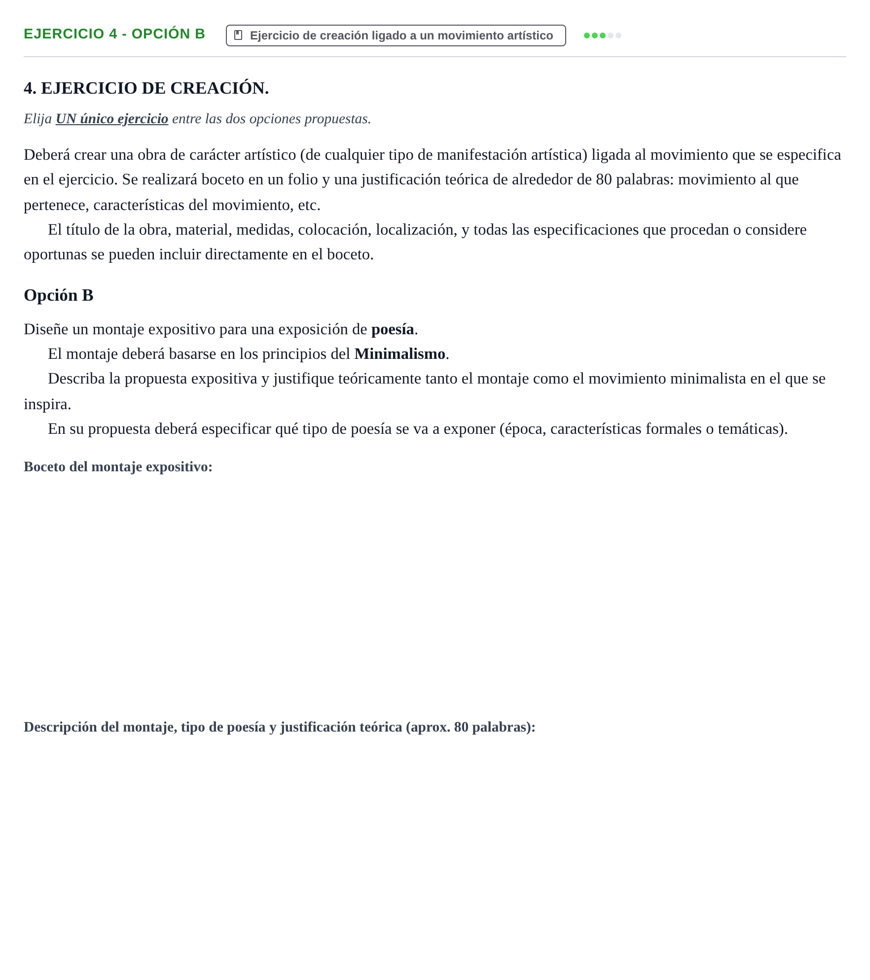 Enunciado: Ejercicio 4 - Opción B · Movimientos Culturales y Artísticos PAU Navarra Ordinaria 2026