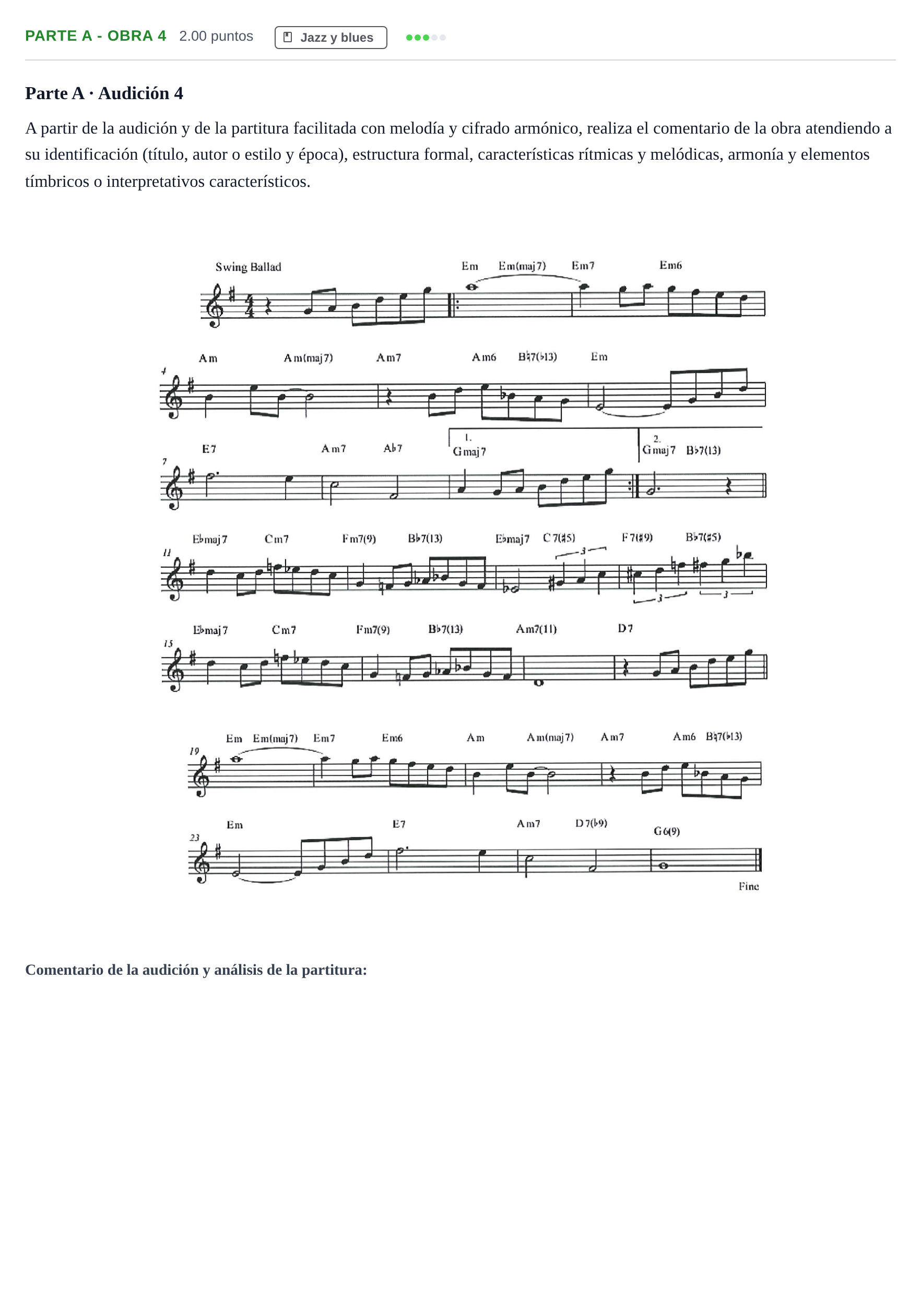 Enunciado: Ejercicio Parte A - Obra 4 · Historia de la Música y de la Danza PAU Navarra Ordinaria 2026