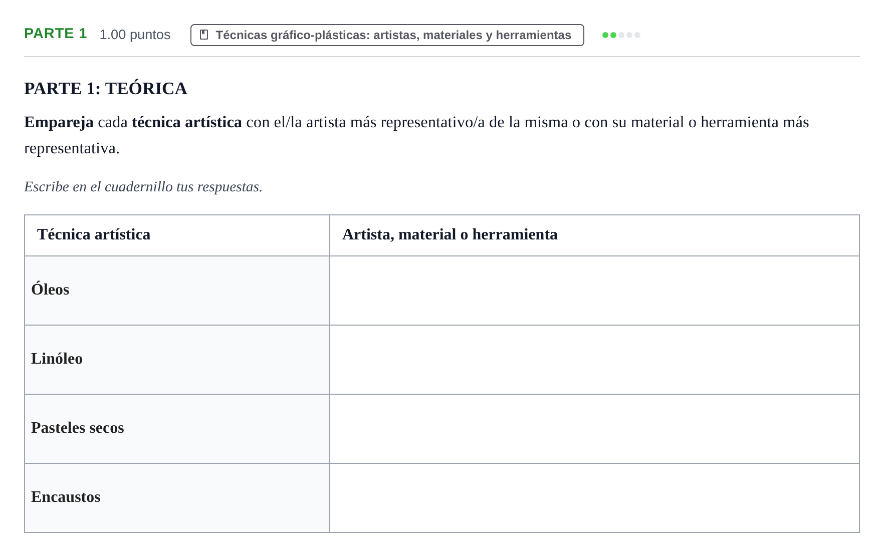 Enunciado: Ejercicio PARTE 1 · Técnicas de Expresión Gráfico-Plástica PAU Navarra Ordinaria 2026