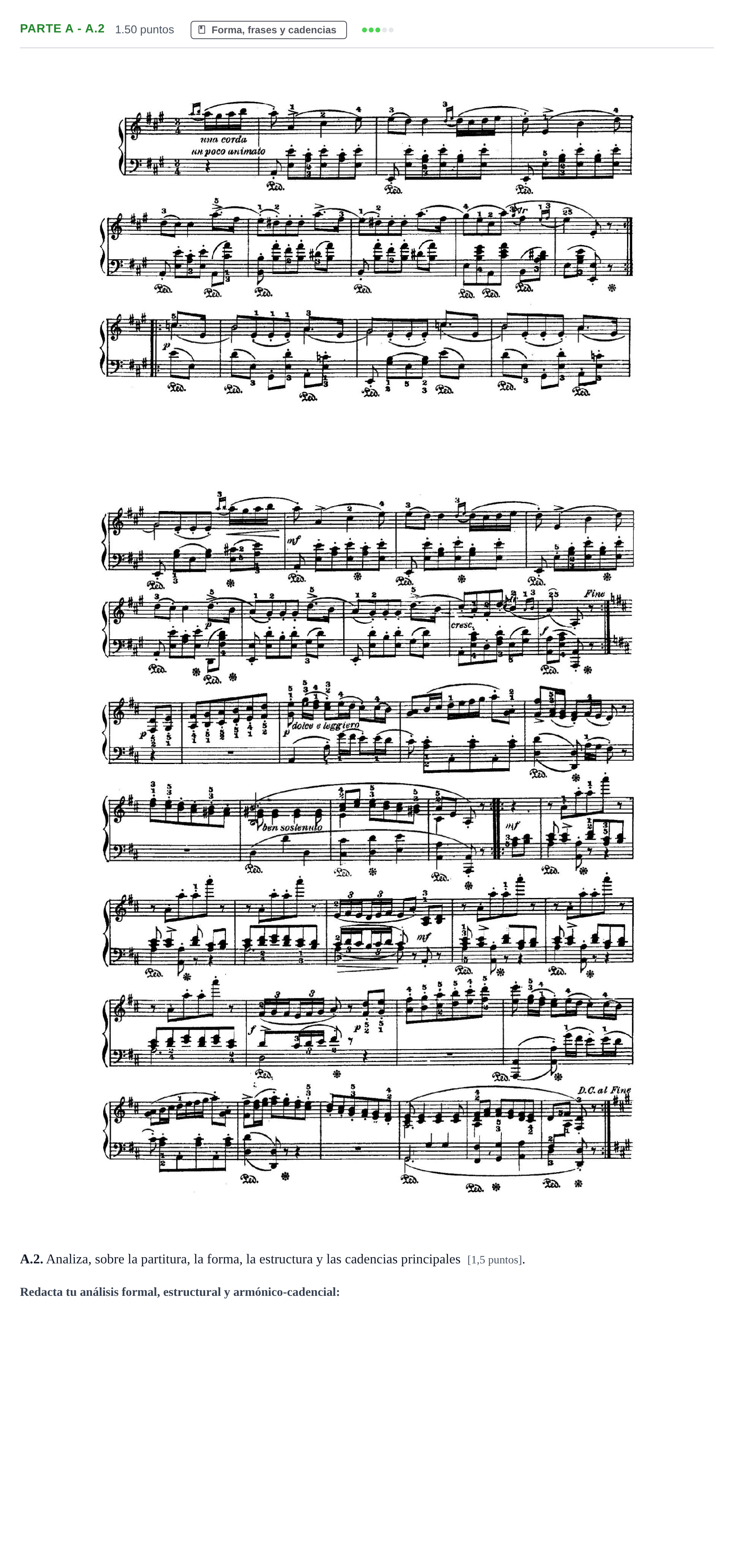 Enunciado: Ejercicio Parte A - A.2 · Análisis Musical II PAU Navarra Extraordinaria 2026
