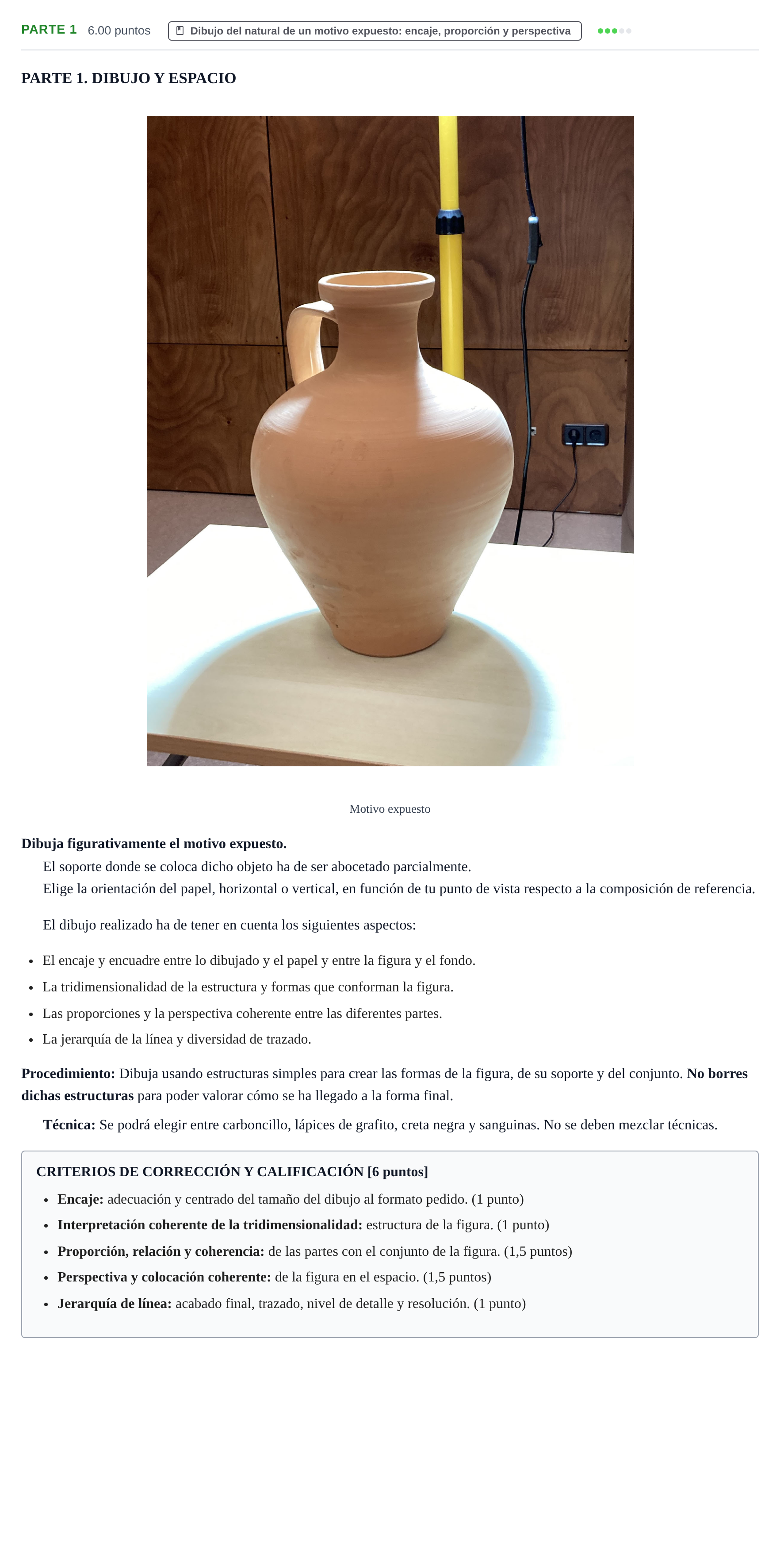 Enunciado: Ejercicio Parte 1 · Dibujo Artístico II PAU Navarra Extraordinaria 2026