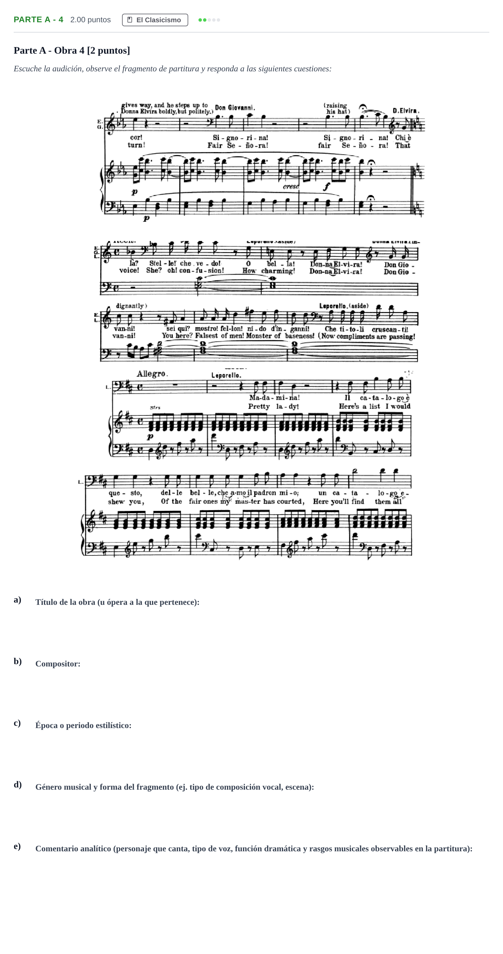 Enunciado: Ejercicio Parte A - 4 · Historia de la Música y de la Danza PAU Navarra Extraordinaria 2026
