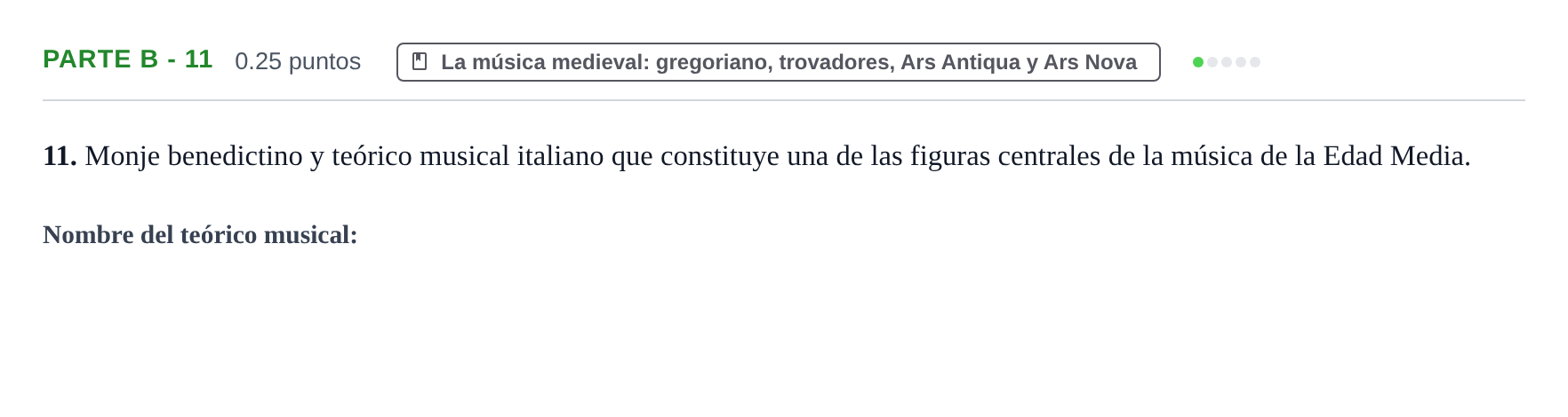 Enunciado: Ejercicio Parte B - 11 · Historia de la Música y de la Danza PAU Navarra Extraordinaria 2026