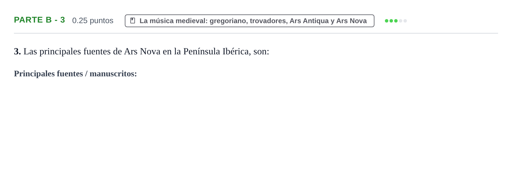 Enunciado: Ejercicio Parte B - 3 · Historia de la Música y de la Danza PAU Navarra Extraordinaria 2026