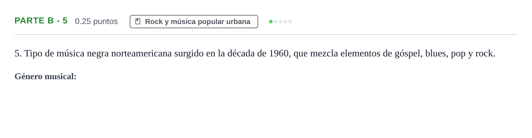 Enunciado: Ejercicio Parte B - 5 · Historia de la Música y de la Danza PAU Navarra Extraordinaria 2026