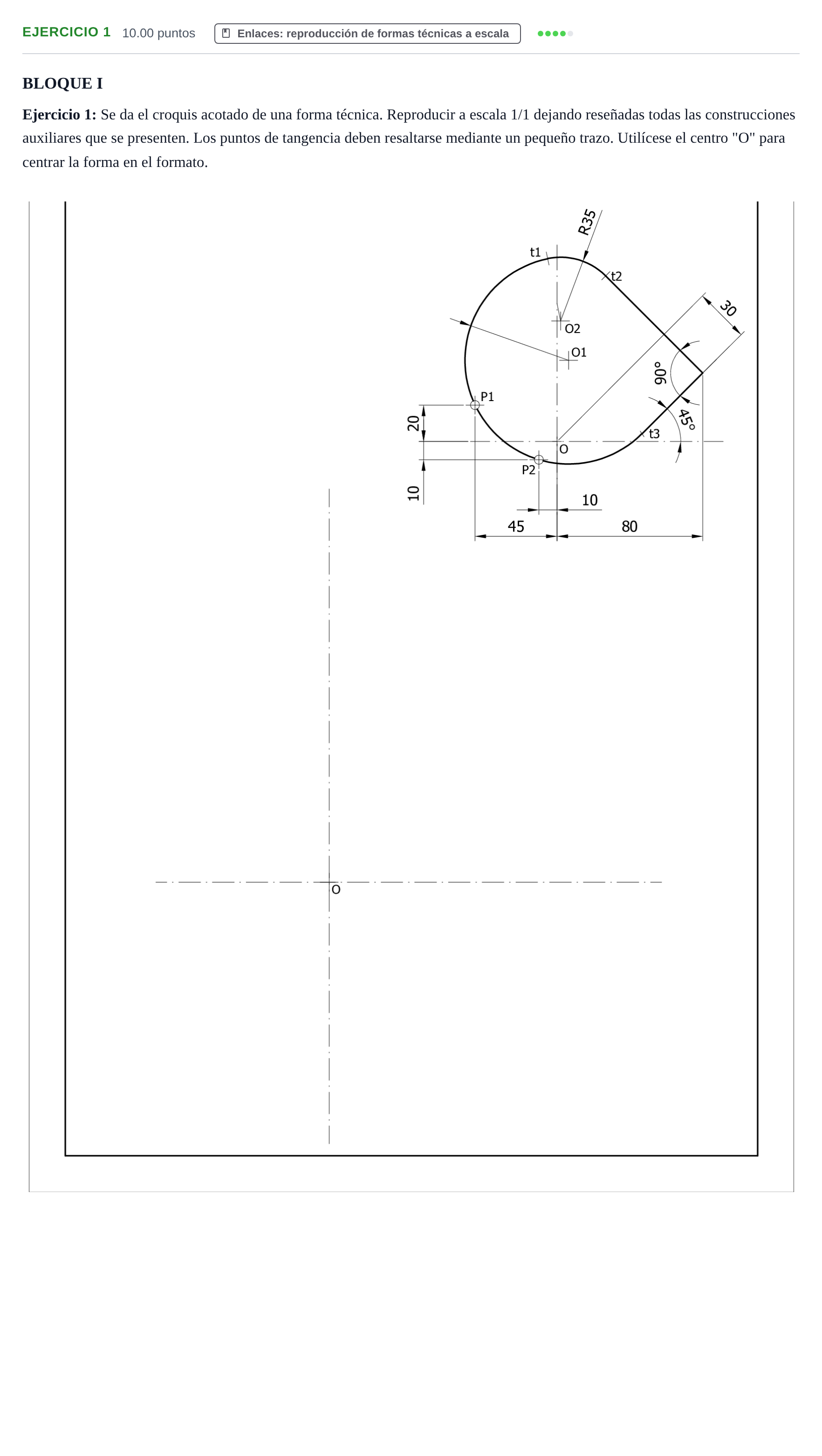 Enunciado: Ejercicio 1 · Dibujo técnico II PAU Murcia Ordinaria 2026