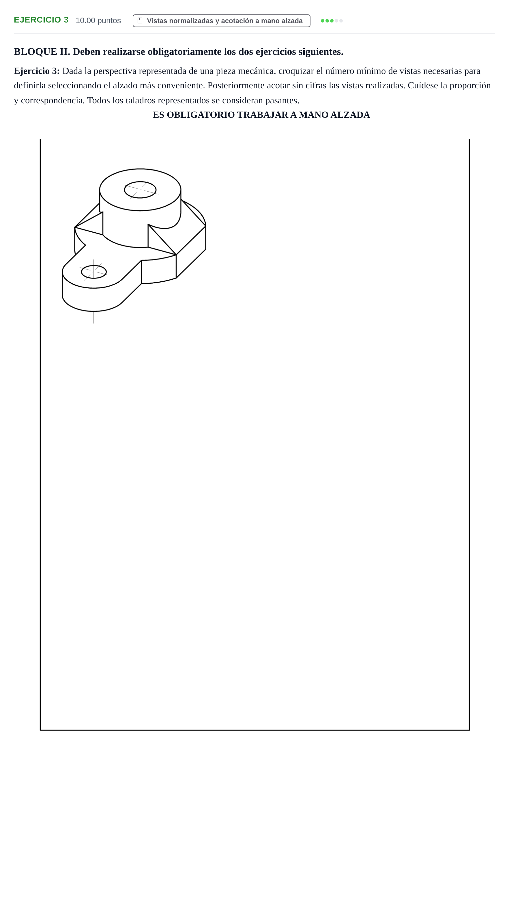 Enunciado: Ejercicio 3 · Dibujo técnico II PAU Murcia Ordinaria 2026