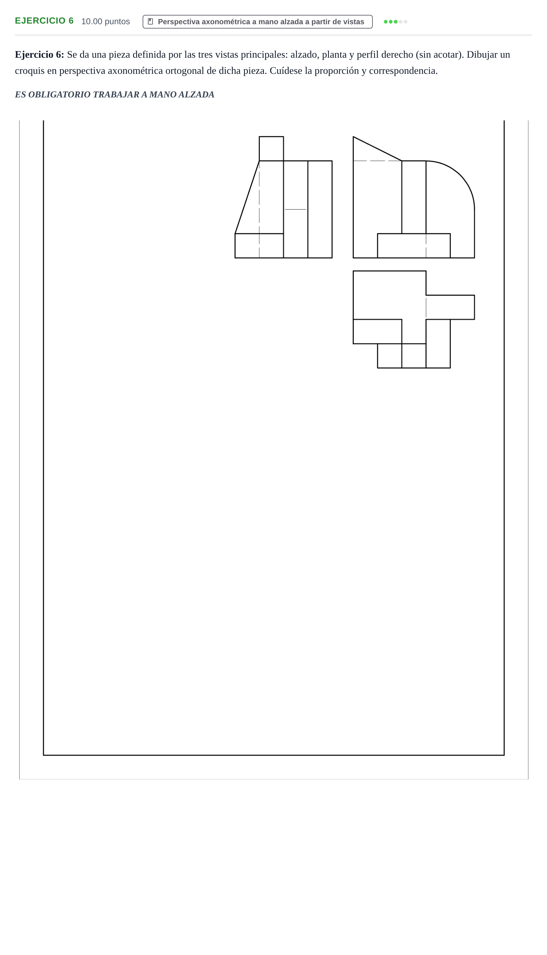 Enunciado: Ejercicio 6 · Dibujo técnico II PAU Murcia Ordinaria 2026