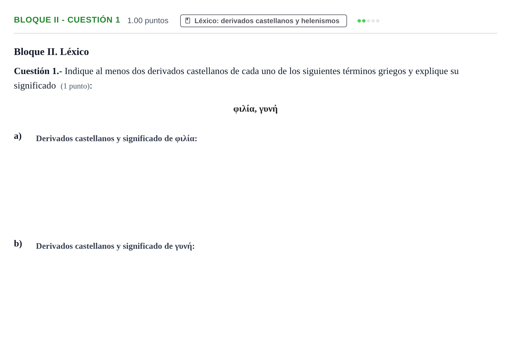 Enunciado: Bloque II - Cuestión 1 · Griego II PAU Murcia Ordinaria 2026