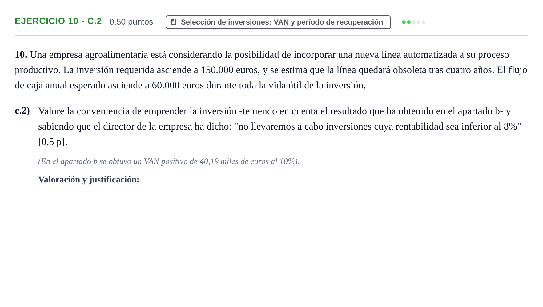 Enunciado: Ejercicio 10 - c.2 · Empresa y Diseño de Modelos de Negocio PAU Murcia Ordinaria 2026