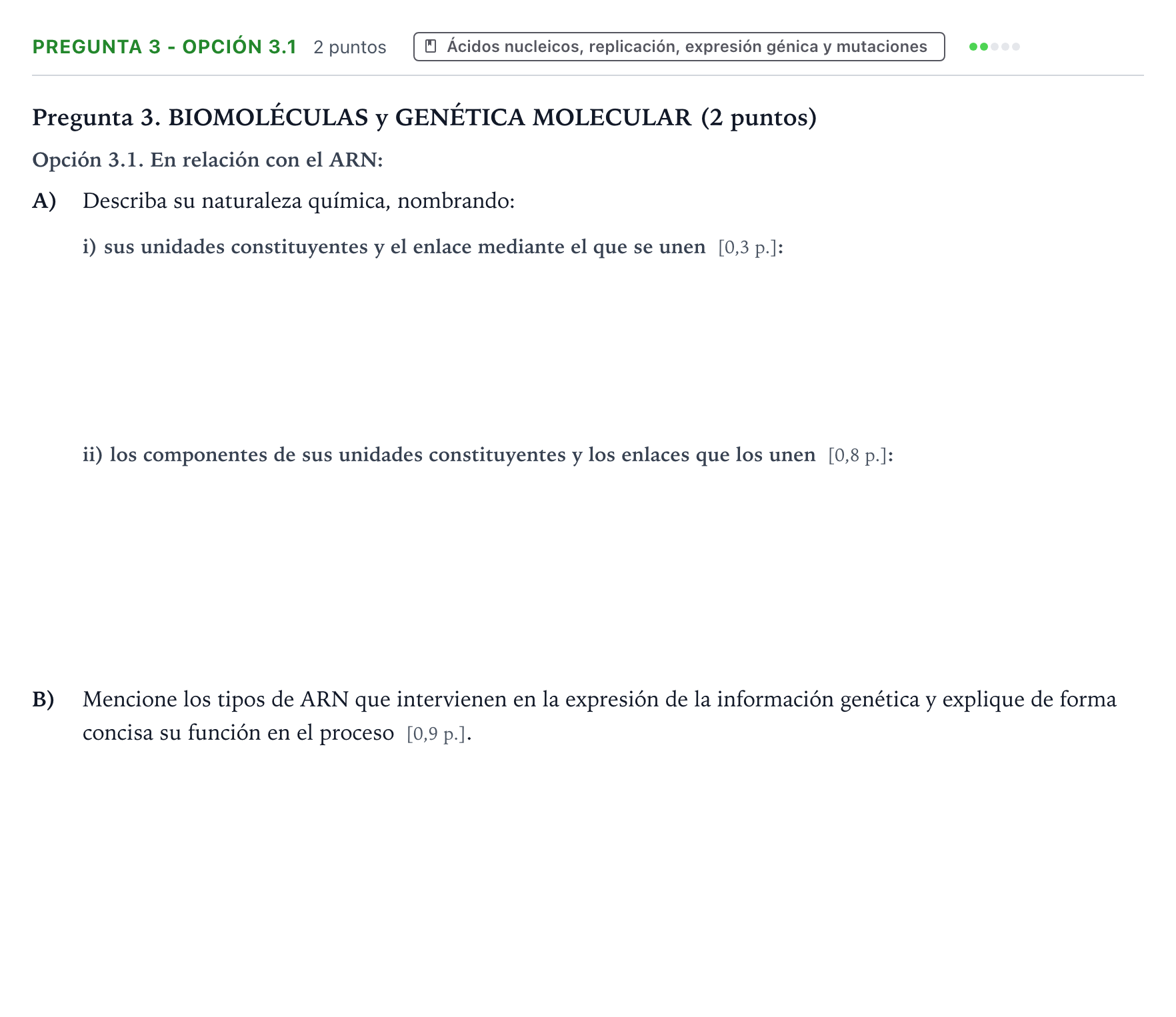 Enunciado: Pregunta 3 - Opción 3.1 · Biología PAU Murcia Ordinaria 2026