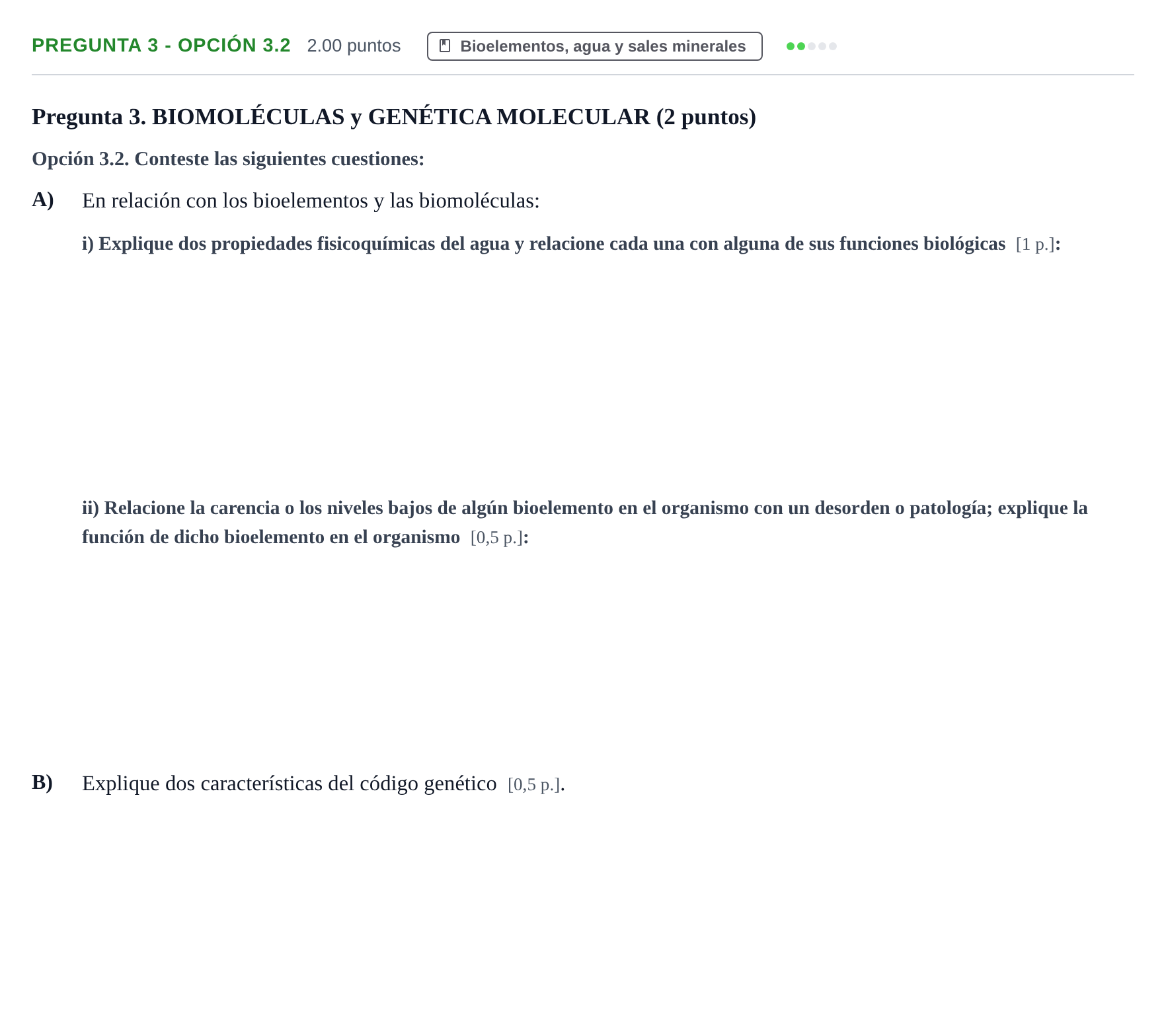 Enunciado: Pregunta 3 - Opción 3.2 · Biología PAU Murcia Ordinaria 2026
