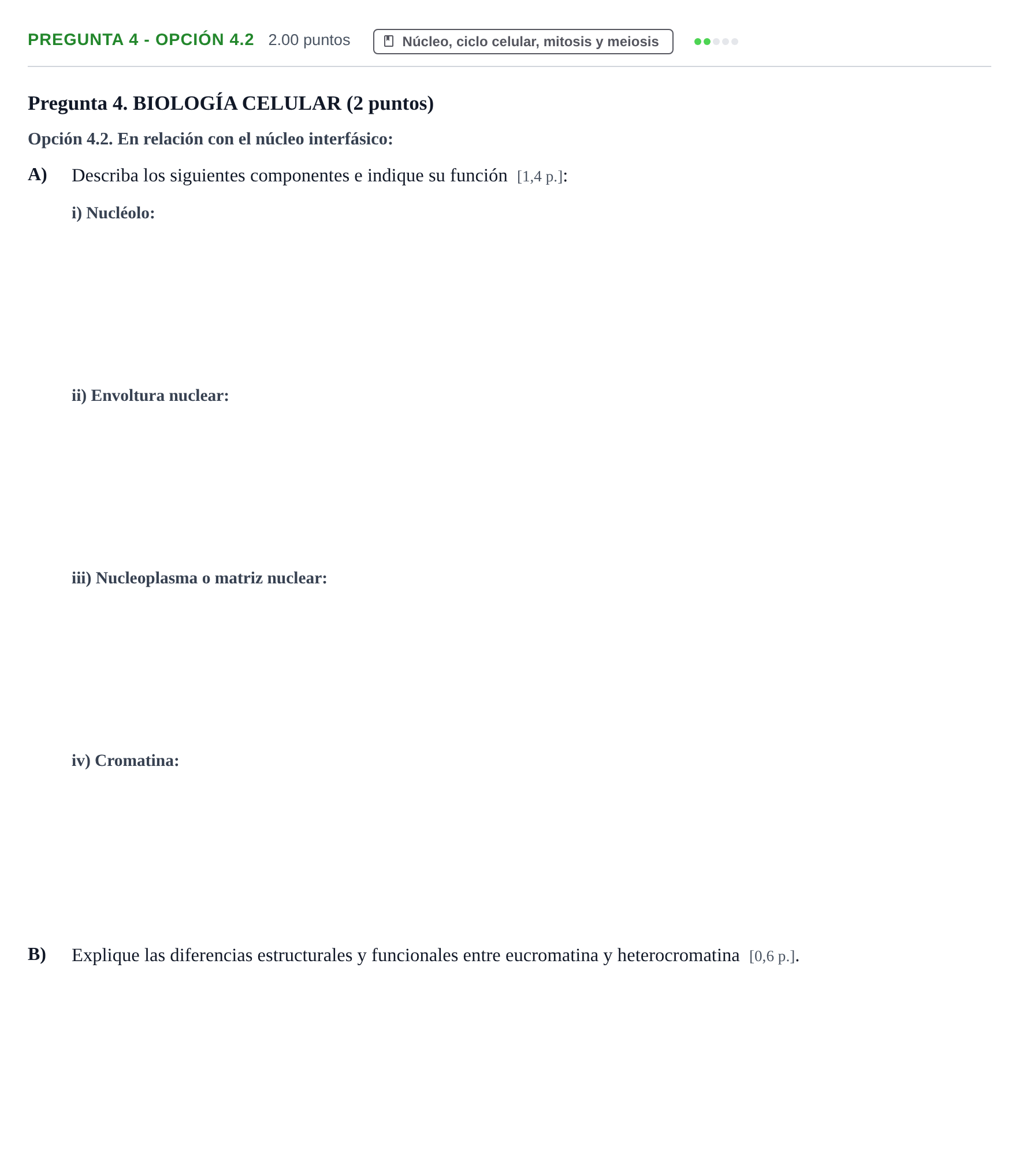 Enunciado: Pregunta 4 - Opción 4.2 · Biología PAU Murcia Ordinaria 2026