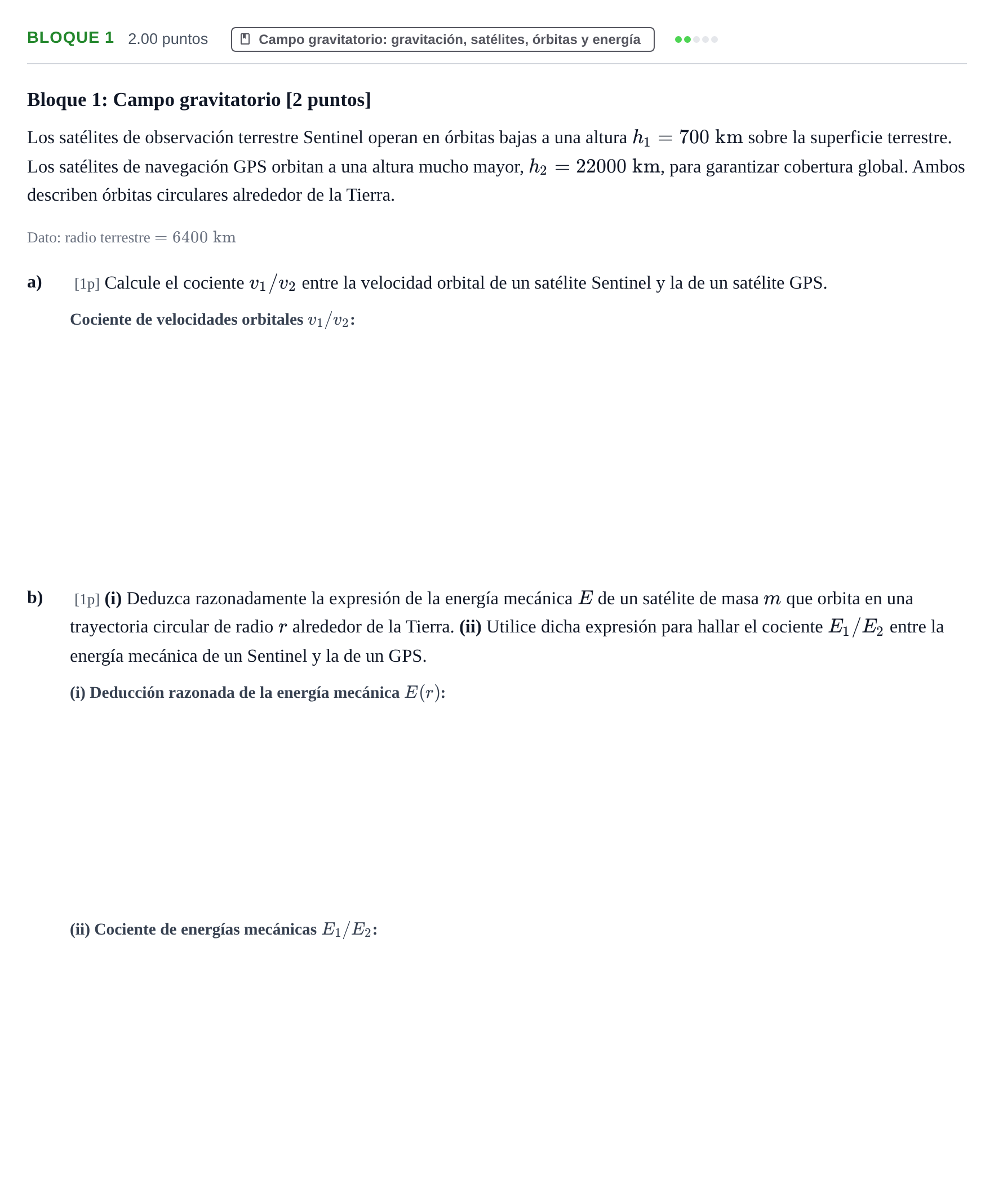 Enunciado: Bloque 1 · Física PAU Murcia Ordinaria 2026