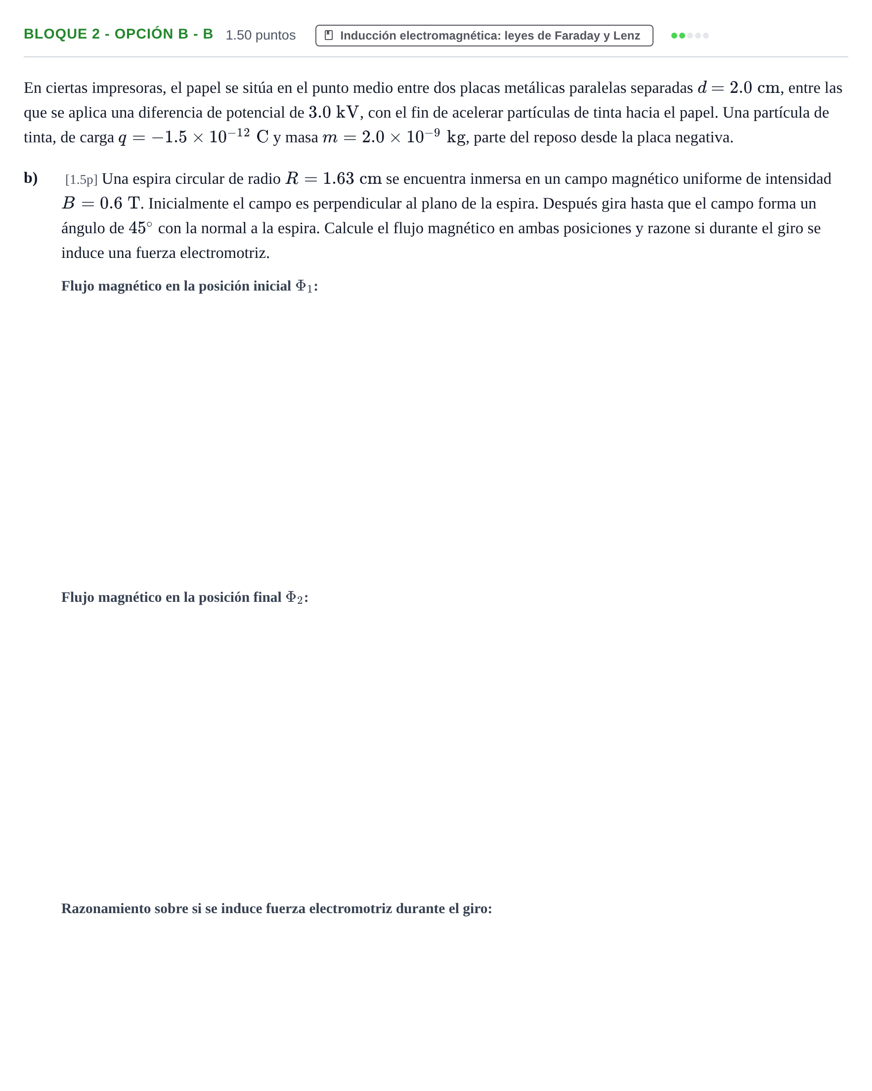 Enunciado: Bloque 2 - Opción B - b · Física PAU Murcia Ordinaria 2026