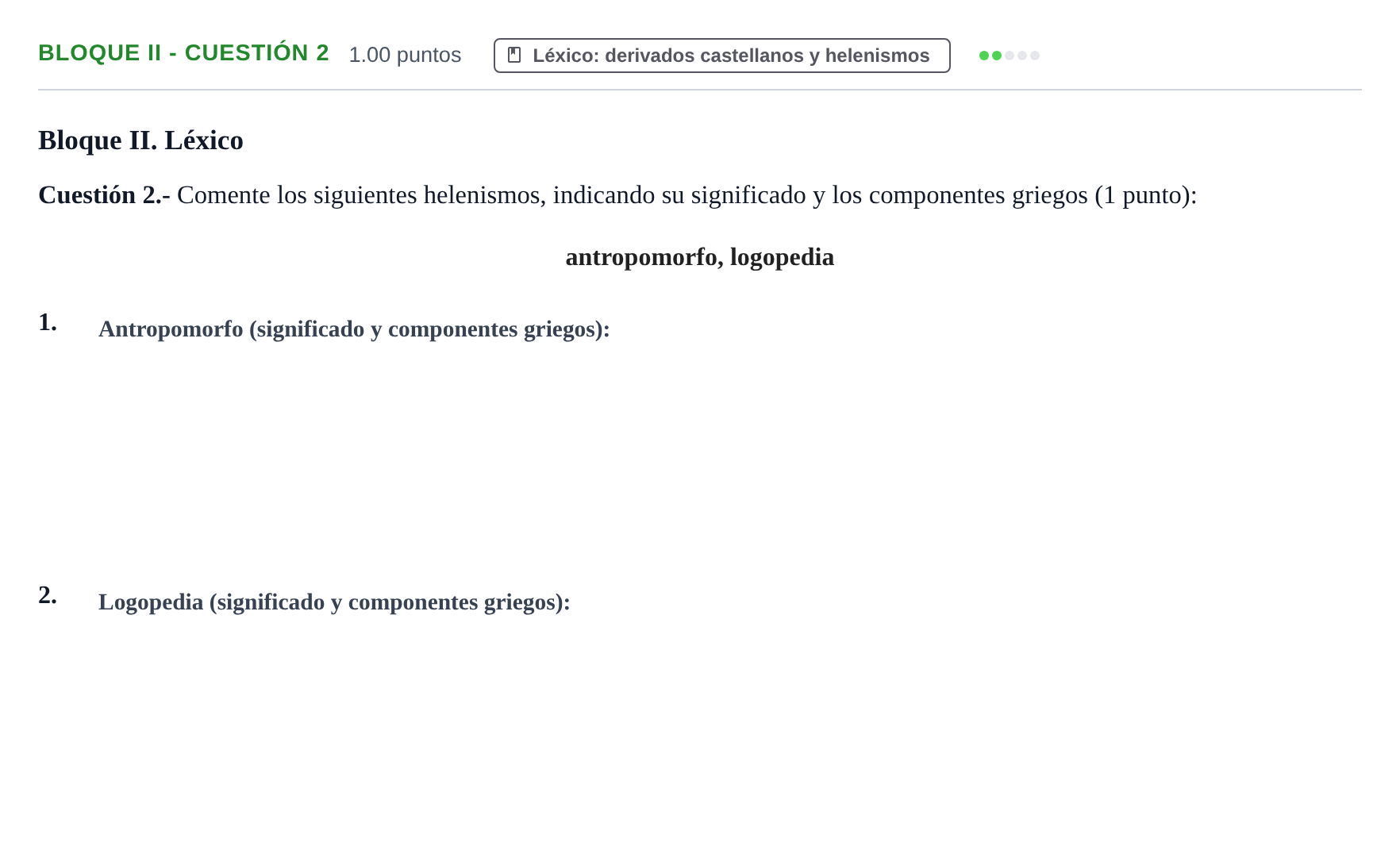 Enunciado: Bloque II - Cuestión 2 · Griego II PAU Murcia Ordinaria 2026