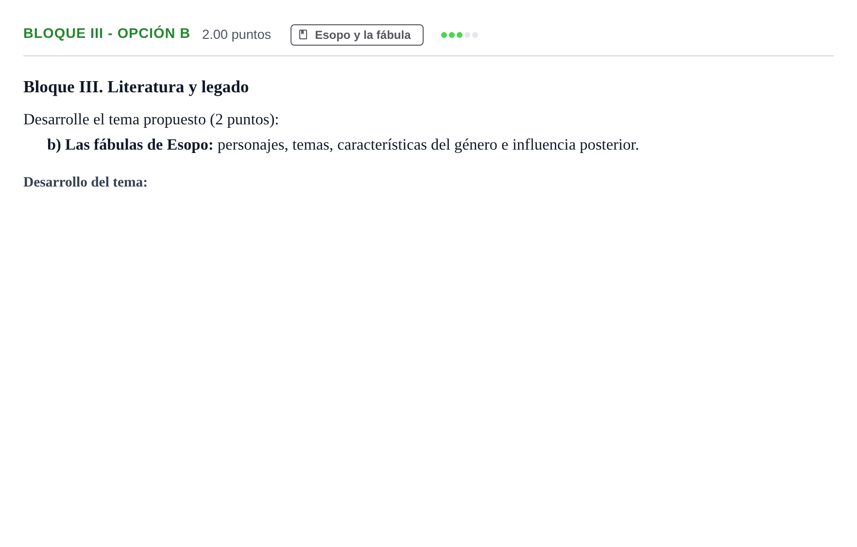 Enunciado: Bloque III - Opción b · Griego II PAU Murcia Ordinaria 2026