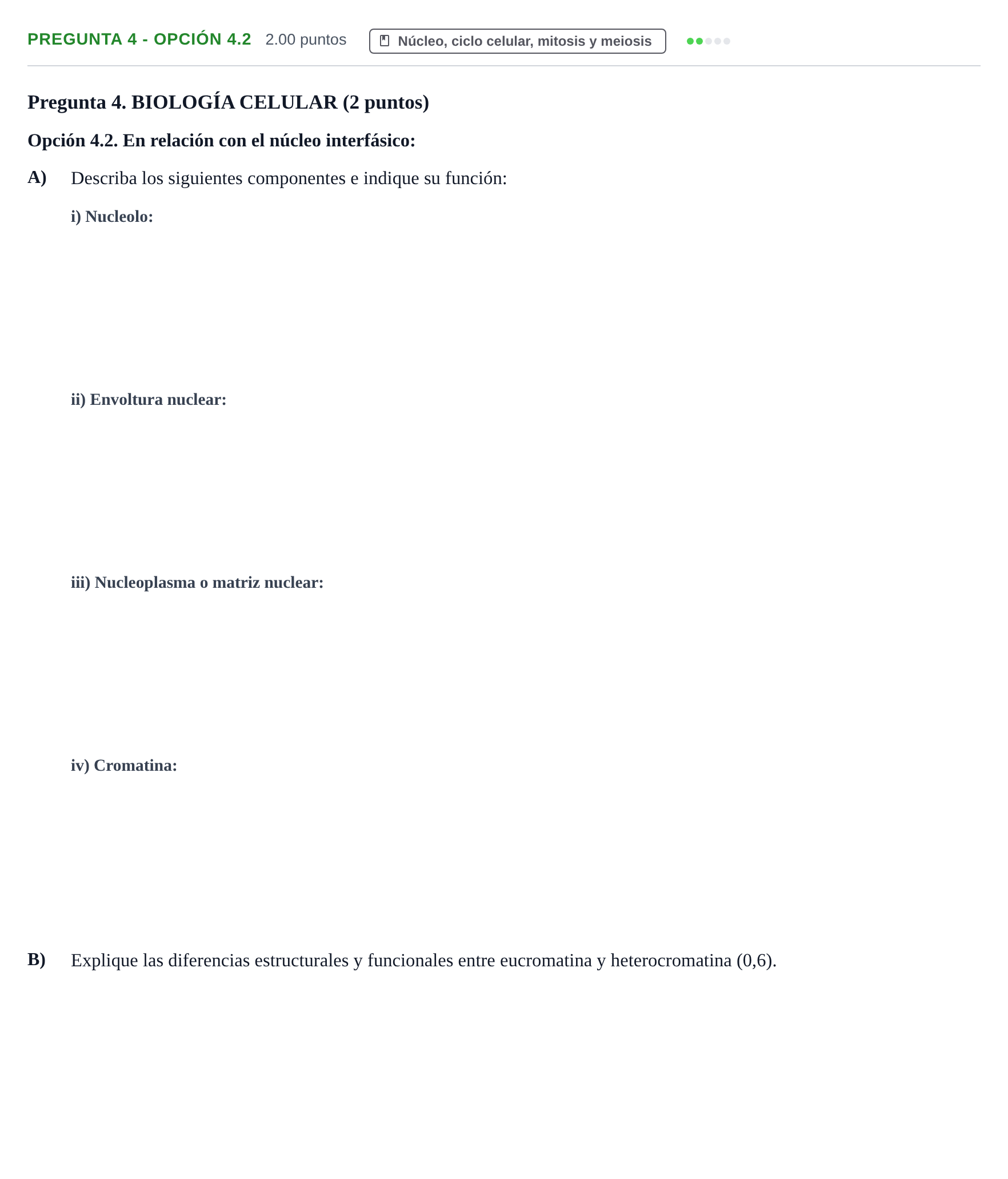 Enunciado: Pregunta 4 - Opción 4.2 · Biología PAU Murcia Ordinaria 2026