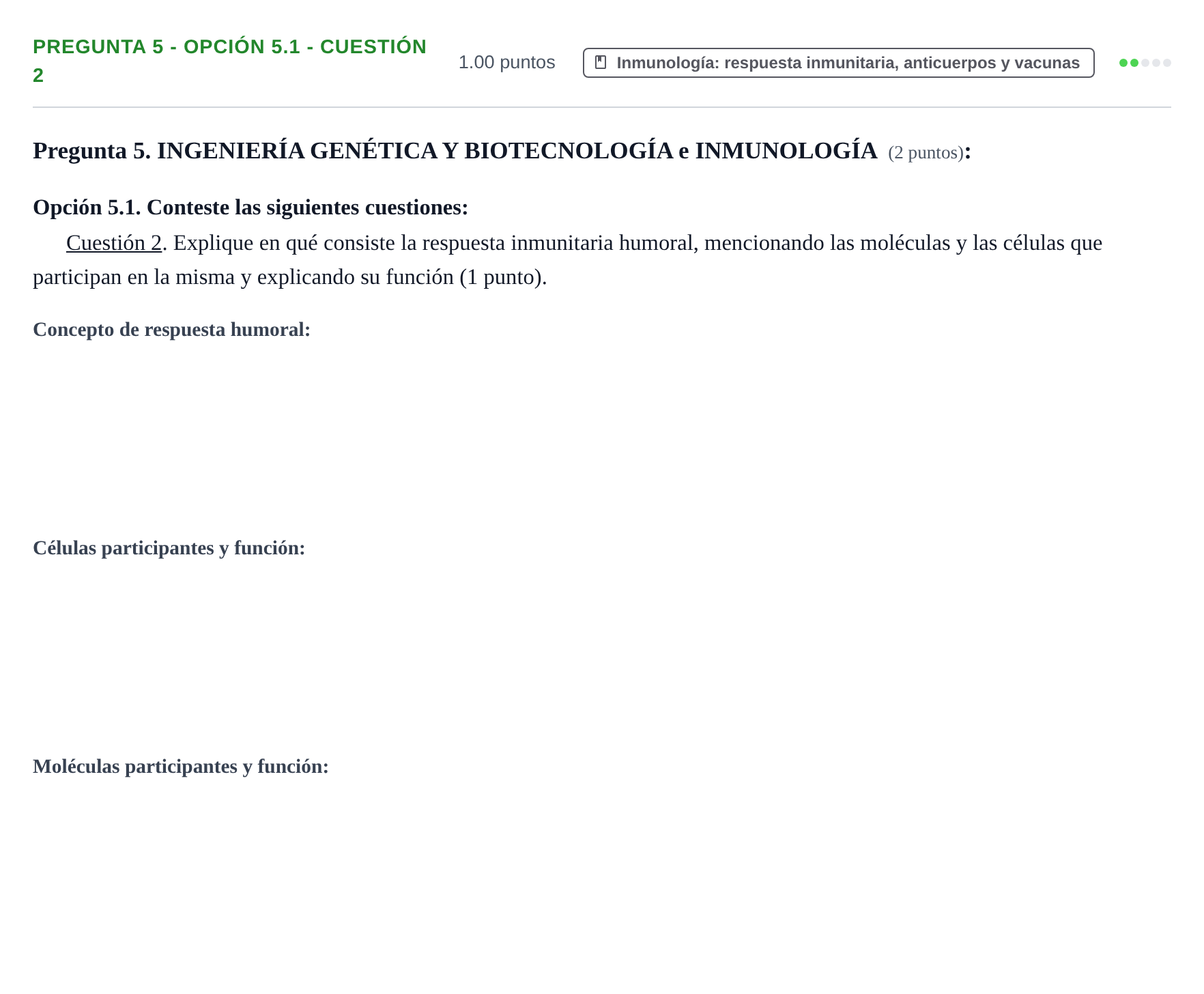 Enunciado: Pregunta 5 - Opción 5.1 - Cuestión 2 · Biología PAU Murcia Ordinaria 2026