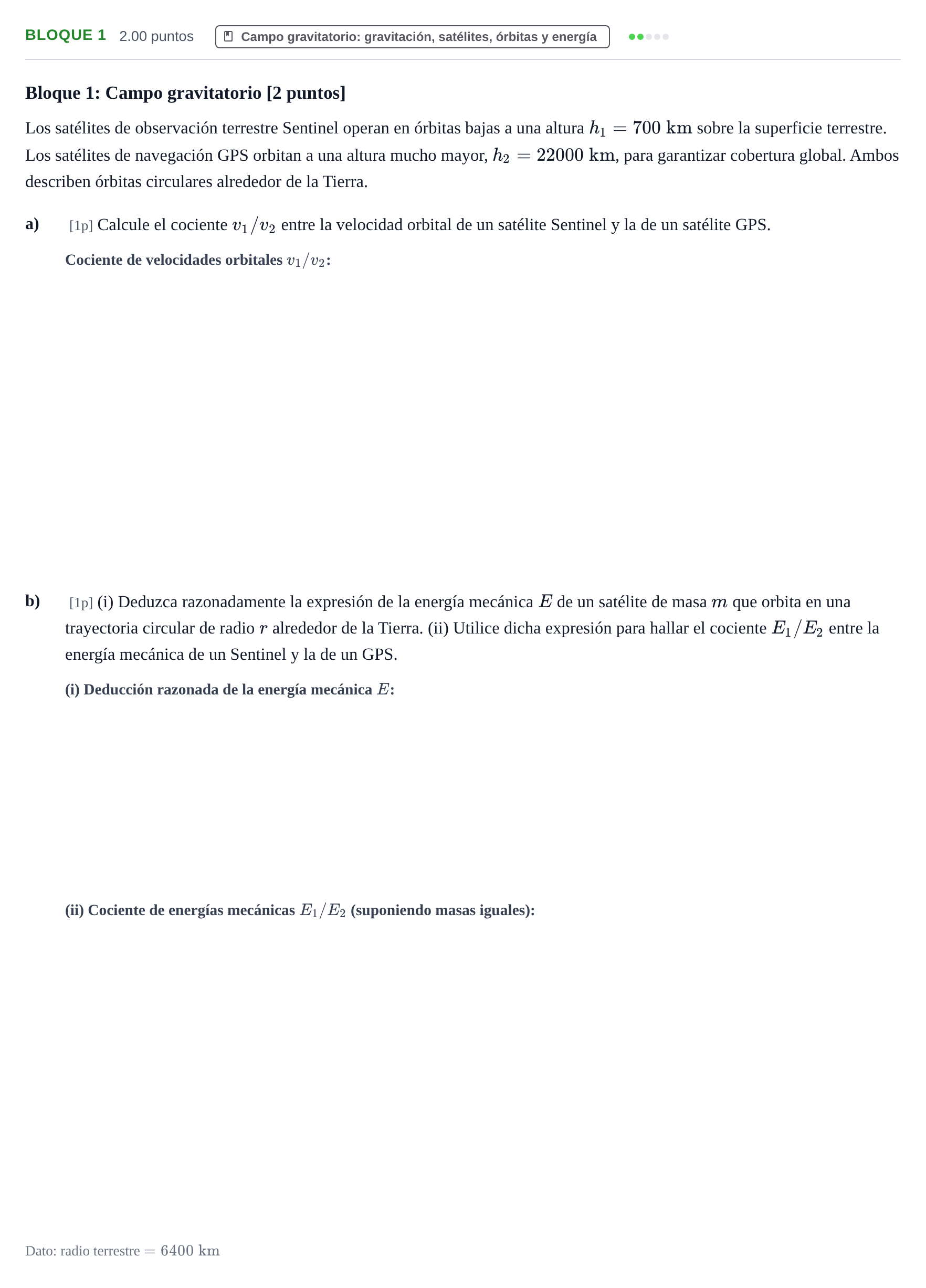Enunciado: Bloque 1 · Física PAU Murcia Ordinaria 2026