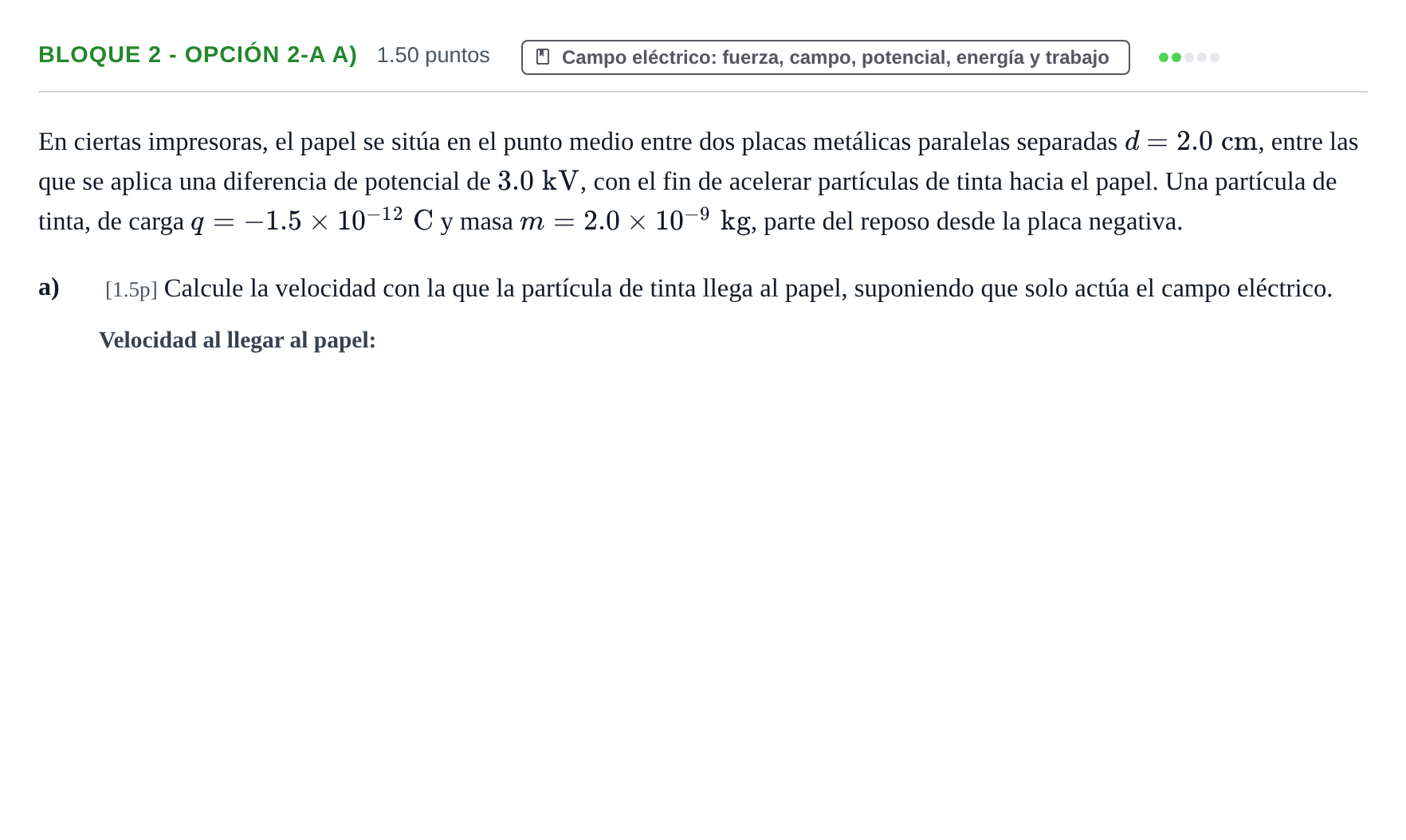 Enunciado: Bloque 2 - Opción 2-A a) · Física PAU Murcia Ordinaria 2026