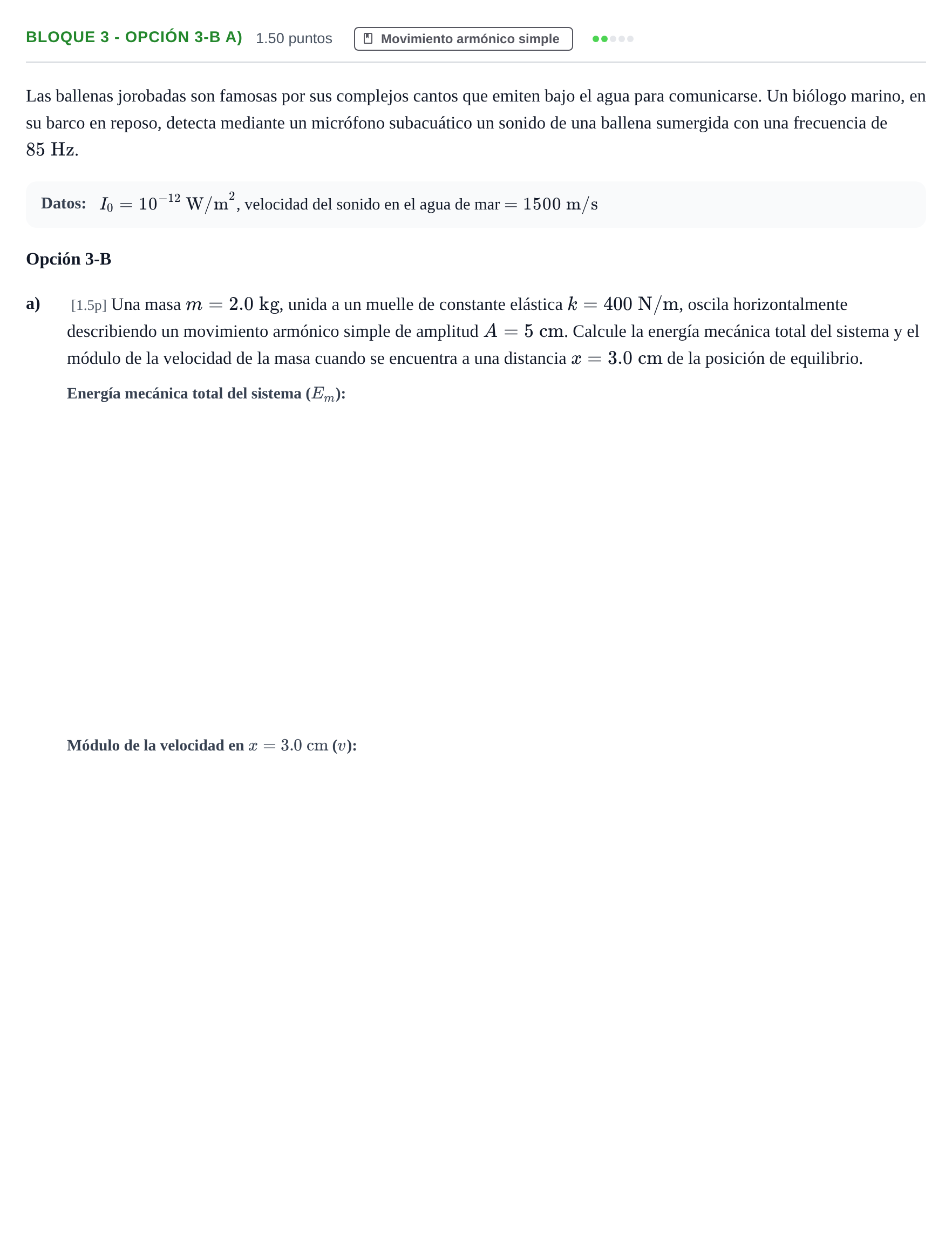 Enunciado: Bloque 3 - Opción 3-B a) · Física PAU Murcia Ordinaria 2026
