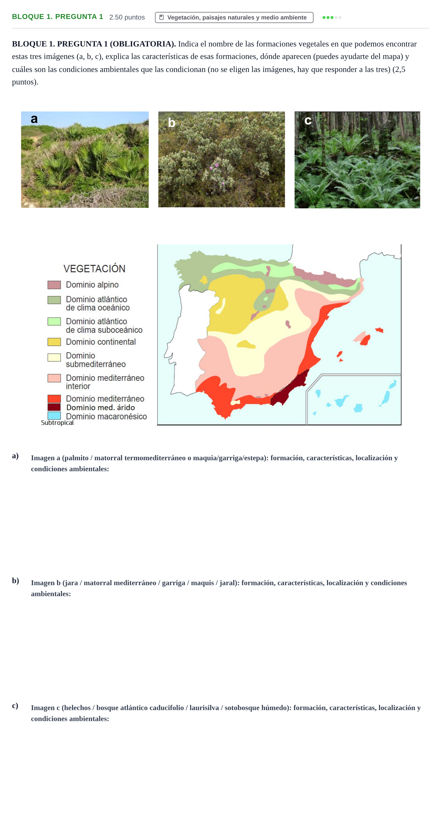 Enunciado: Bloque 1. Pregunta 1 · Geografía PAU Murcia Ordinaria 2026