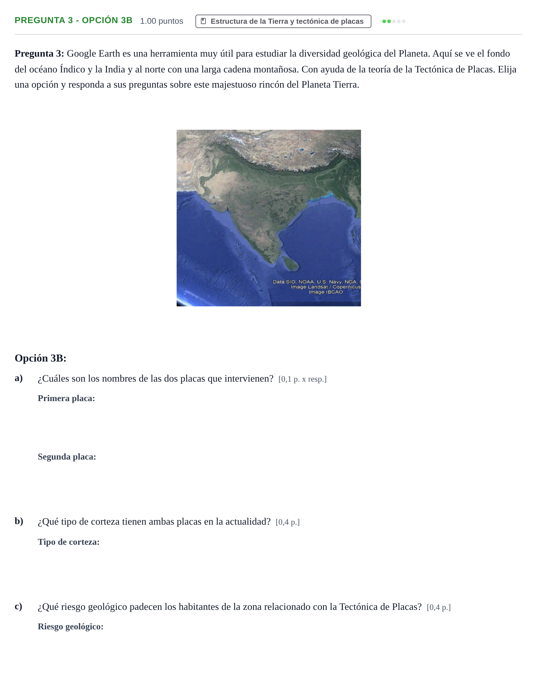 Enunciado: Pregunta 3 - Opción 3B · Geología y Ciencias Ambientales PAU Murcia Ordinaria 2026