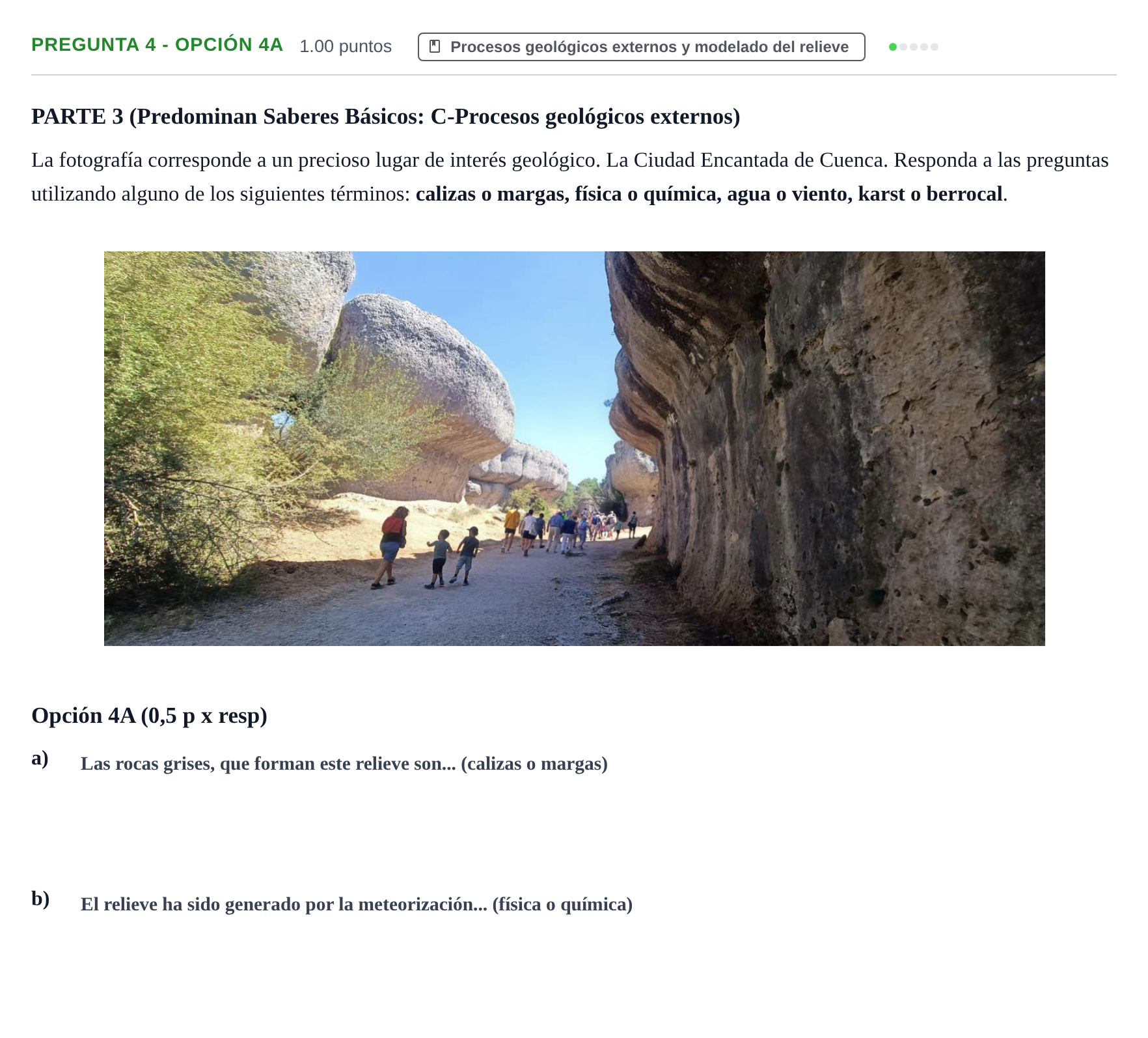 Enunciado: Pregunta 4 - Opción 4A · Geología y Ciencias Ambientales PAU Murcia Ordinaria 2026