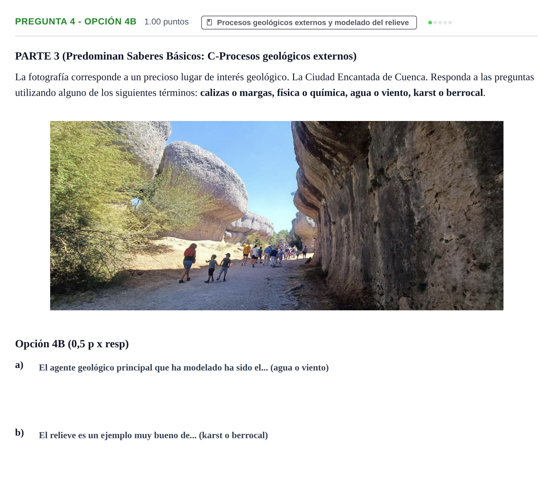 Enunciado: Pregunta 4 - Opción 4B · Geología y Ciencias Ambientales PAU Murcia Ordinaria 2026