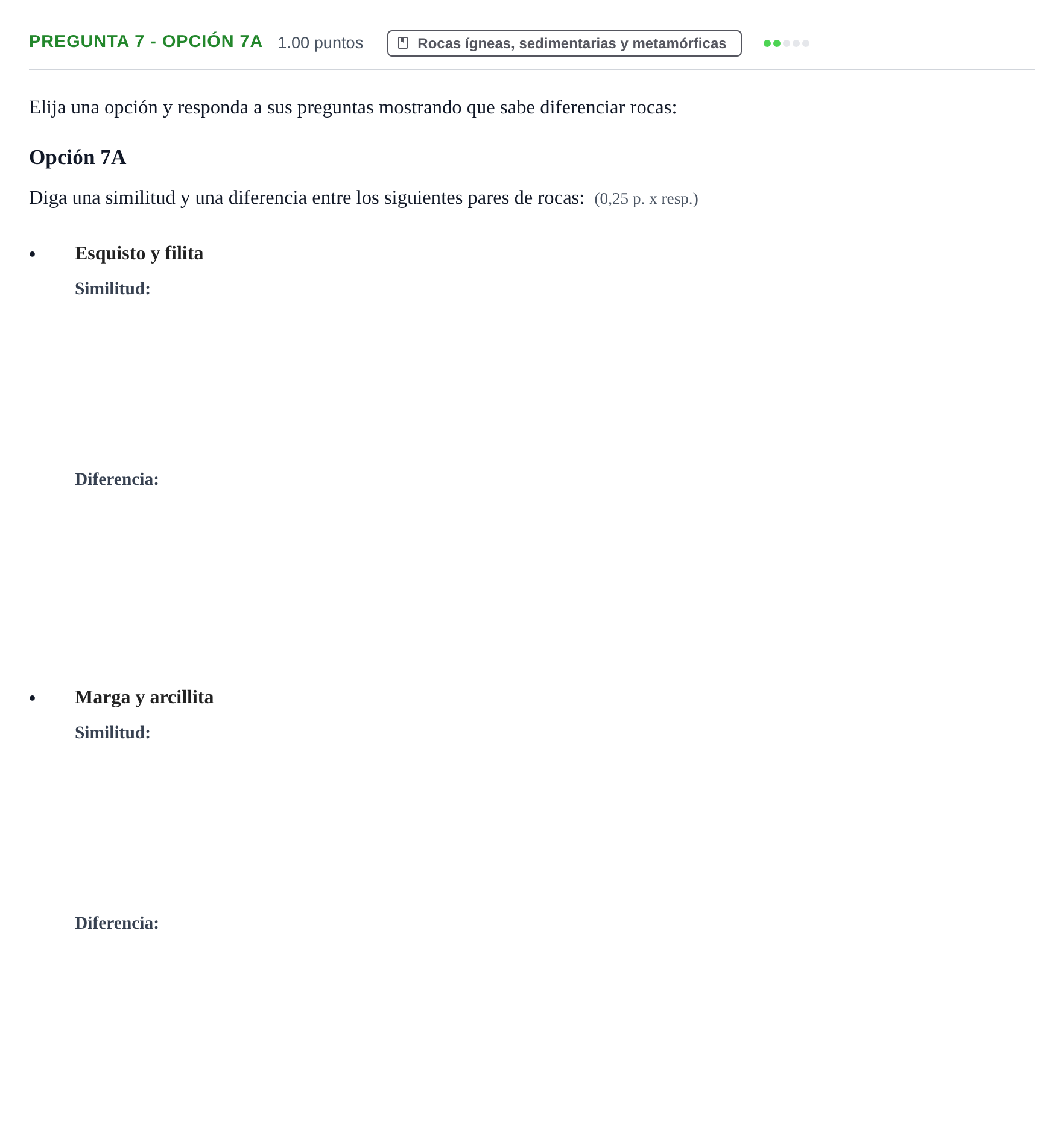 Enunciado: Pregunta 7 - Opción 7A · Geología y Ciencias Ambientales PAU Murcia Ordinaria 2026