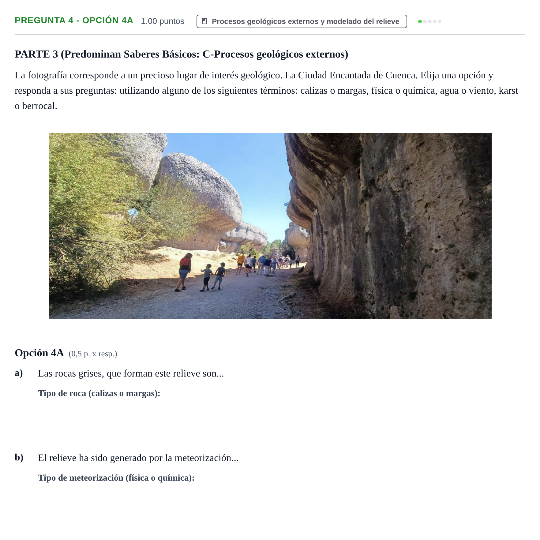 Enunciado: Pregunta 4 - Opción 4A · Geología y Ciencias Ambientales PAU Murcia Ordinaria 2026