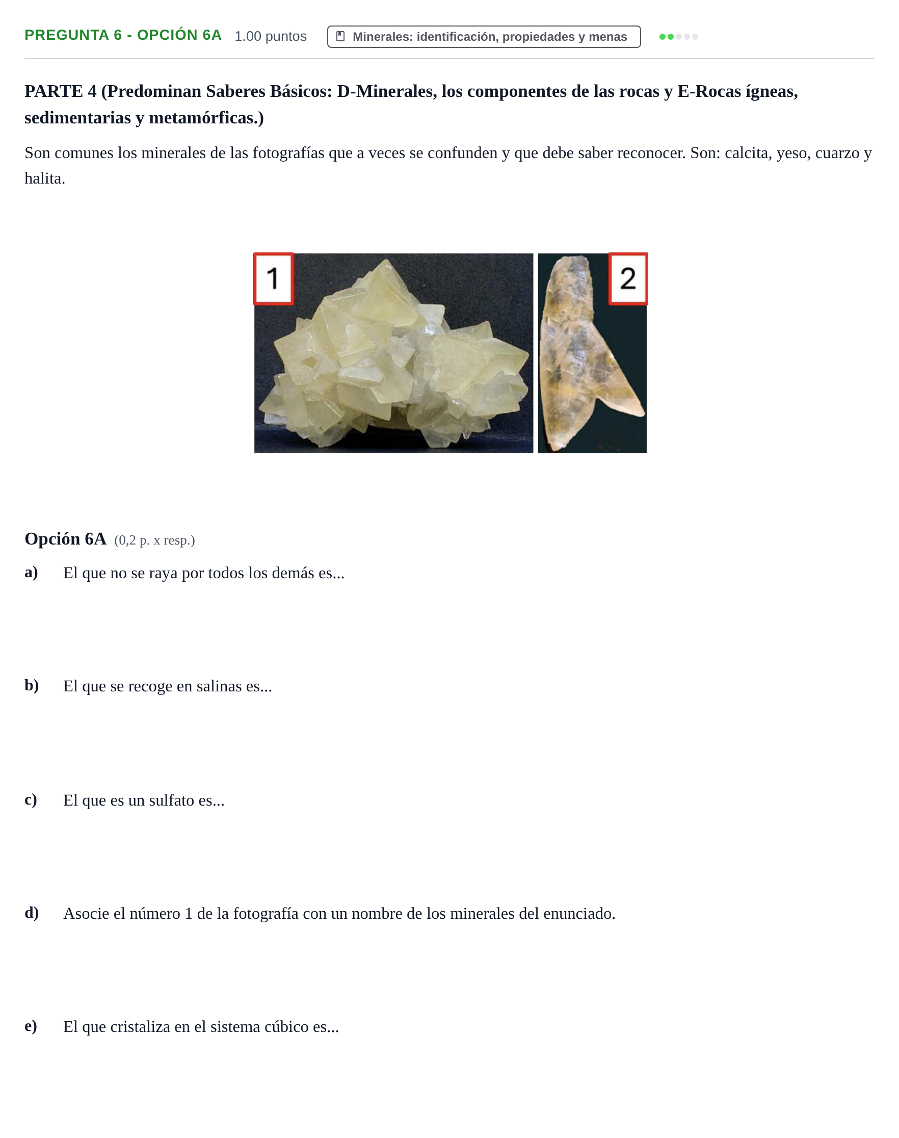 Enunciado: Pregunta 6 - Opción 6A · Geología y Ciencias Ambientales PAU Murcia Ordinaria 2026
